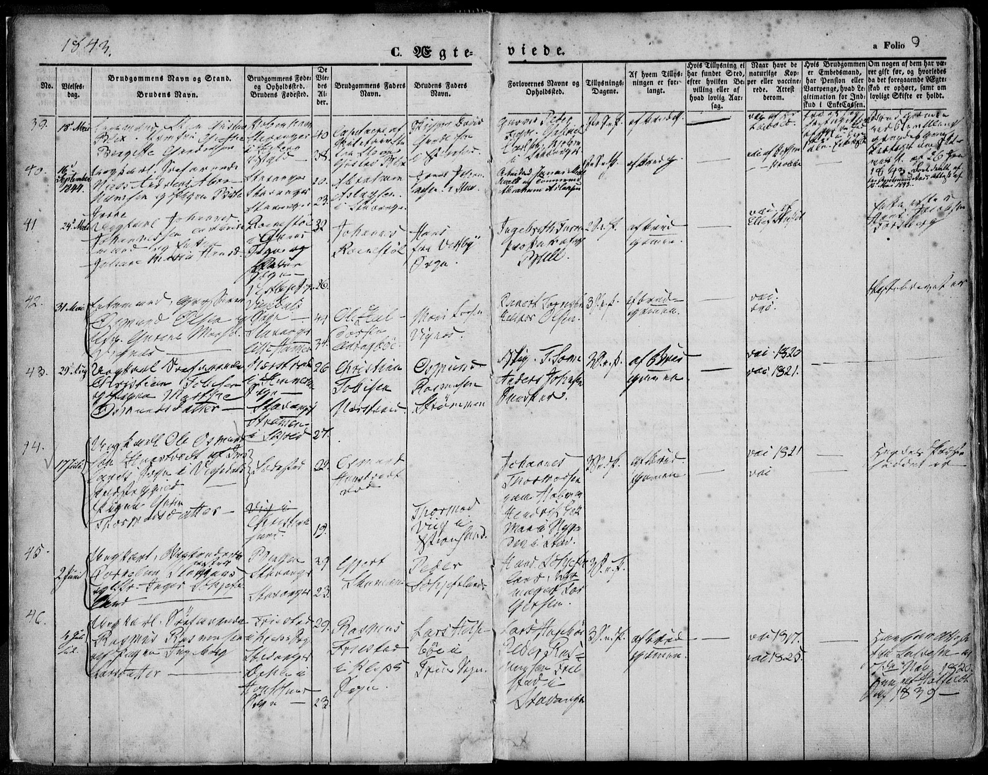 Domkirken sokneprestkontor, AV/SAST-A-101812/001/30/30BA/L0015: Parish register (official) no. A 14, 1842-1857, p. 9