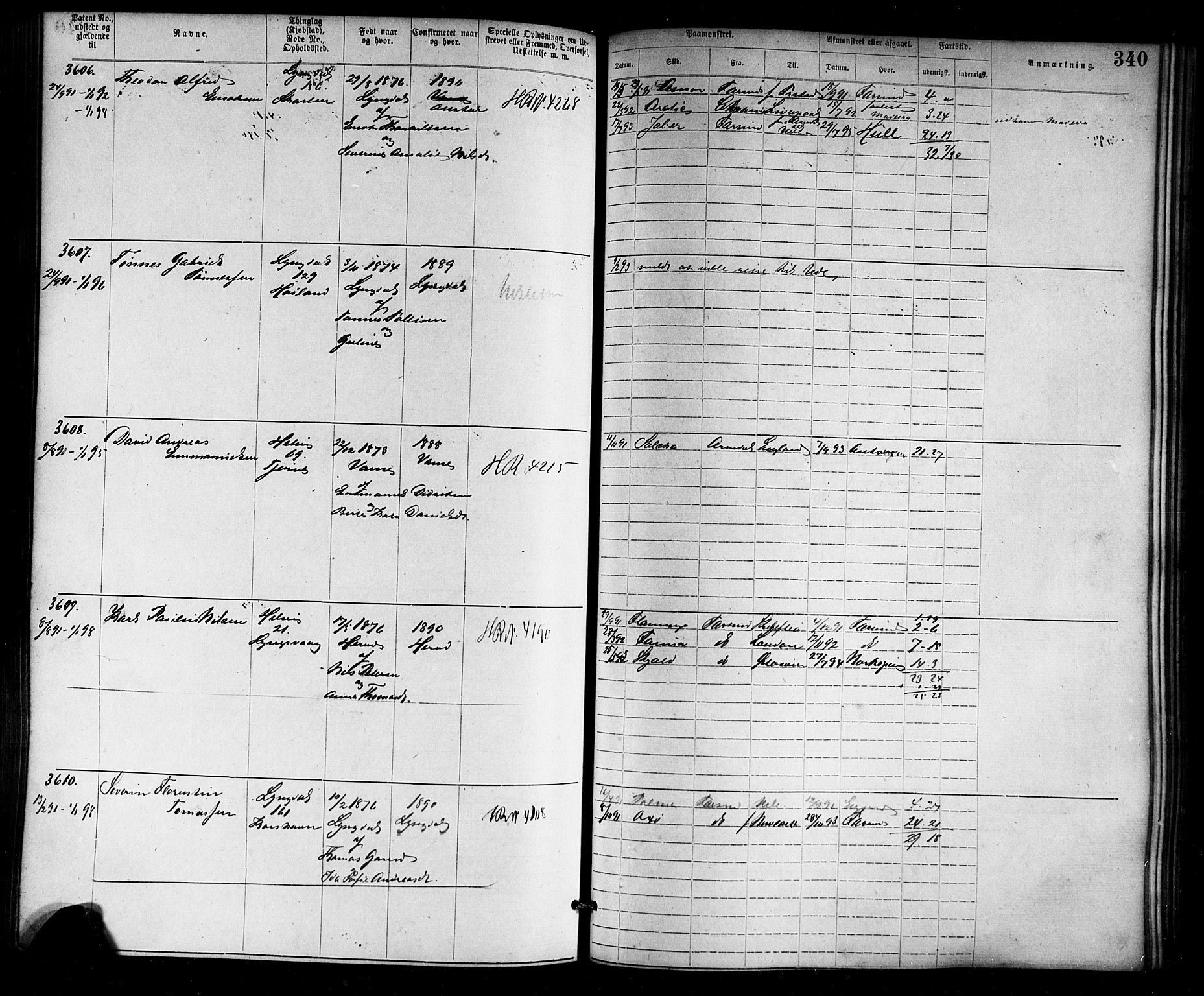 Farsund mønstringskrets, SAK/2031-0017/F/Fa/L0006: Annotasjonsrulle nr 1911-3805 med register, Z-3, 1877-1894, p. 376