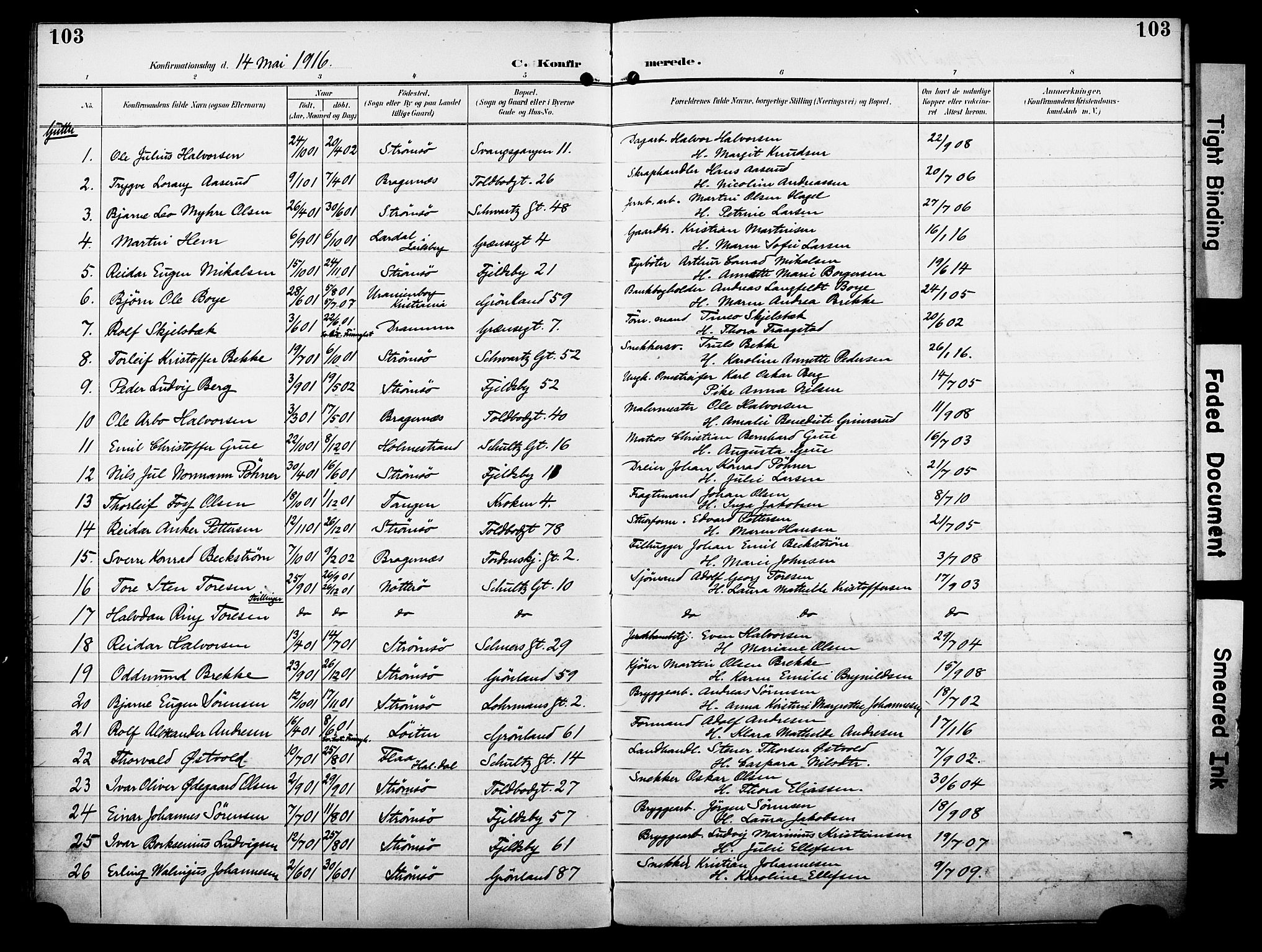 Strømsø kirkebøker, SAKO/A-246/F/Fa/L0025: Parish register (official) no. I 25, 1893-1922, p. 103