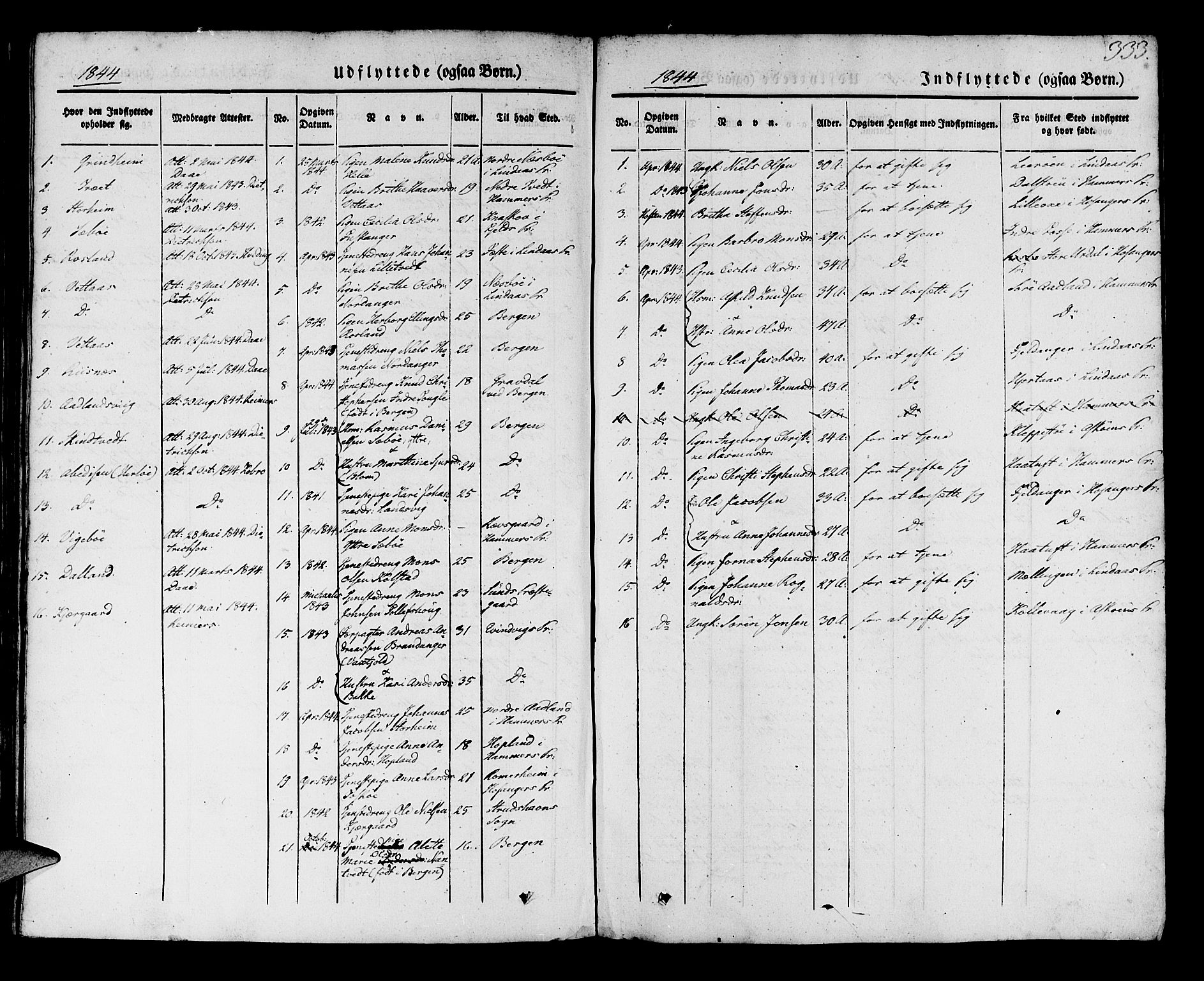 Manger sokneprestembete, SAB/A-76801/H/Haa: Parish register (official) no. A 5, 1839-1848, p. 333
