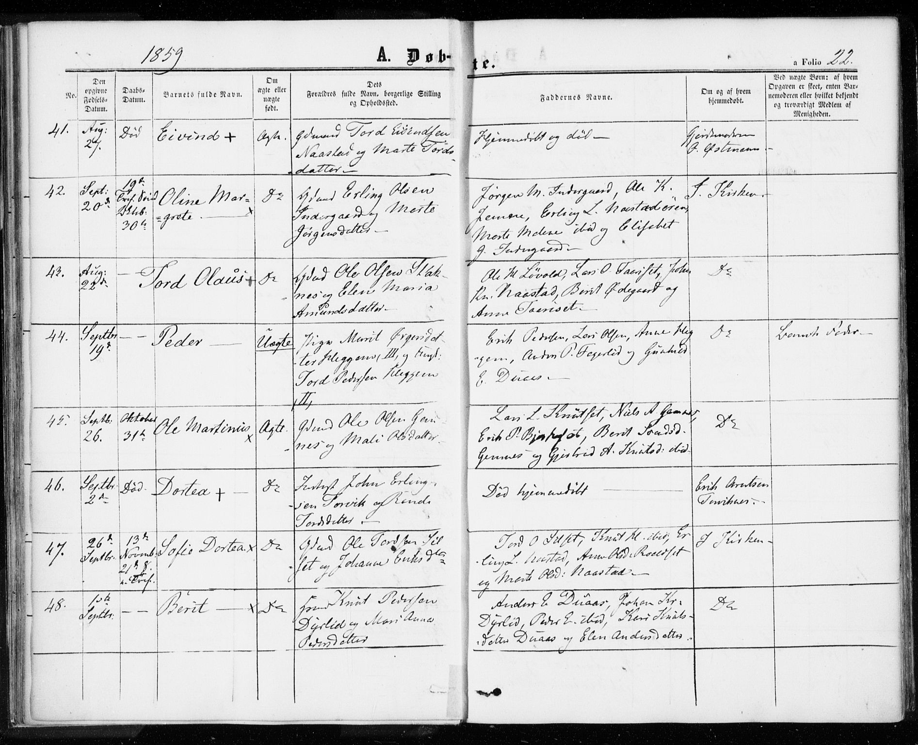 Ministerialprotokoller, klokkerbøker og fødselsregistre - Møre og Romsdal, AV/SAT-A-1454/584/L0965: Parish register (official) no. 584A05, 1857-1868, p. 22