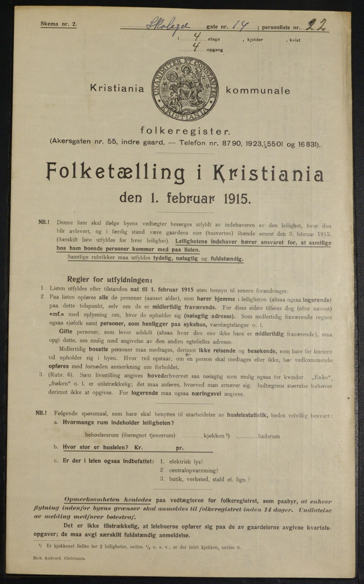 OBA, Municipal Census 1915 for Kristiania, 1915, p. 96245