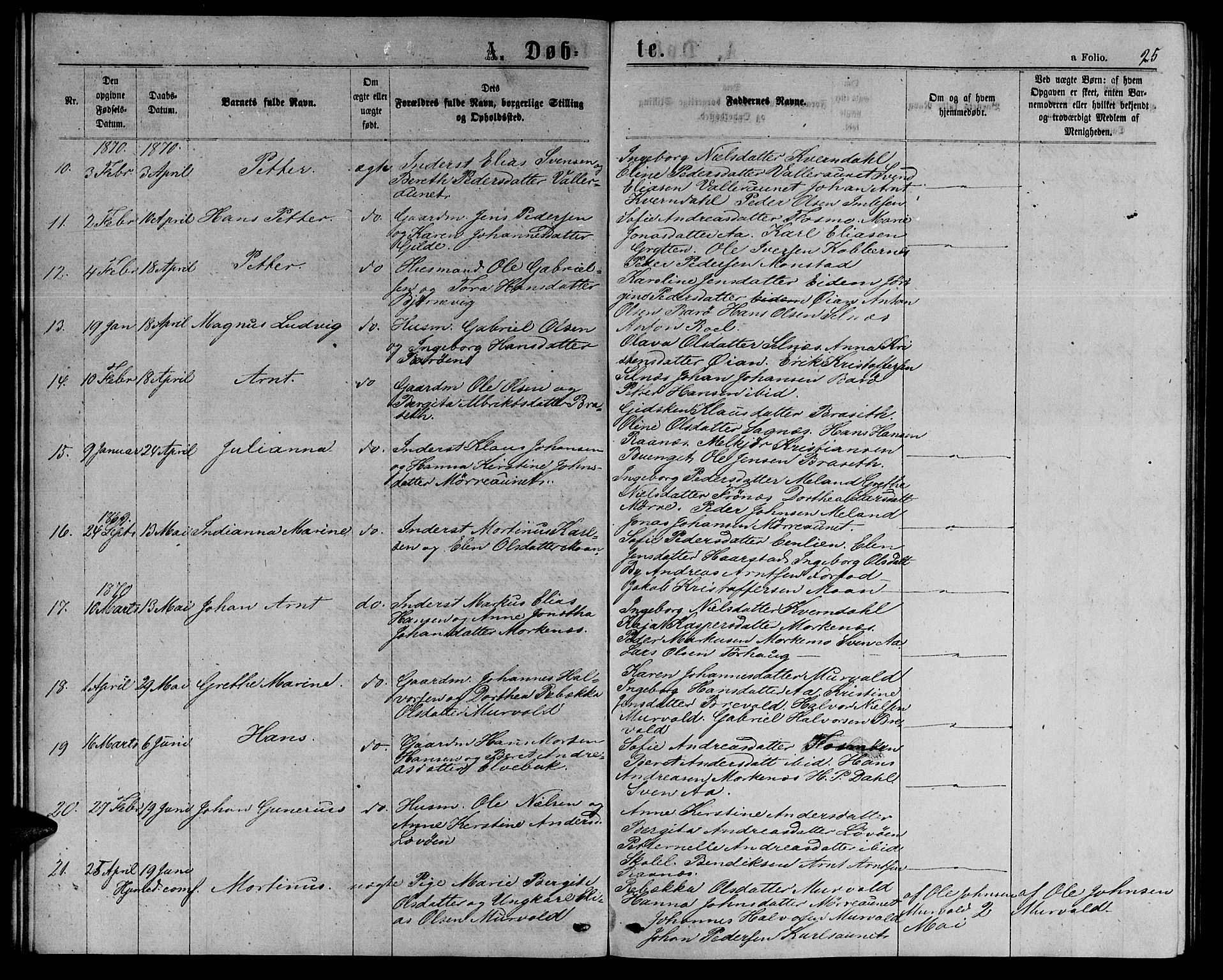 Ministerialprotokoller, klokkerbøker og fødselsregistre - Sør-Trøndelag, SAT/A-1456/655/L0686: Parish register (copy) no. 655C02, 1866-1879, p. 25