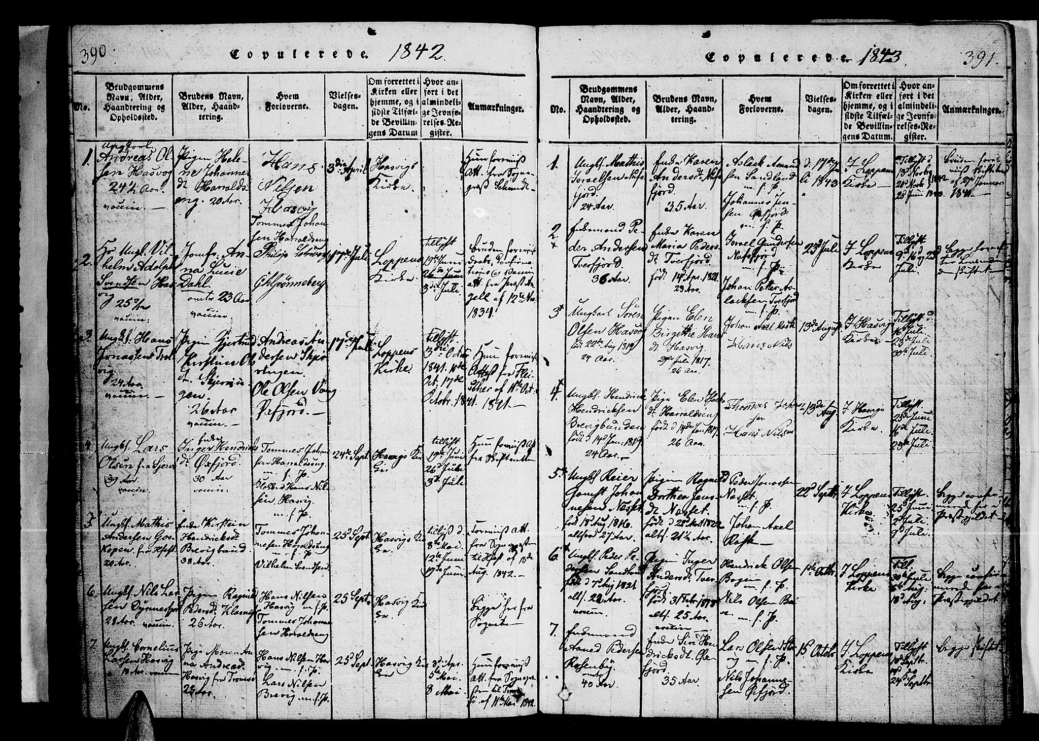 Loppa sokneprestkontor, SATØ/S-1339/H/Ha/L0003kirke: Parish register (official) no. 3, 1820-1848, p. 390-391