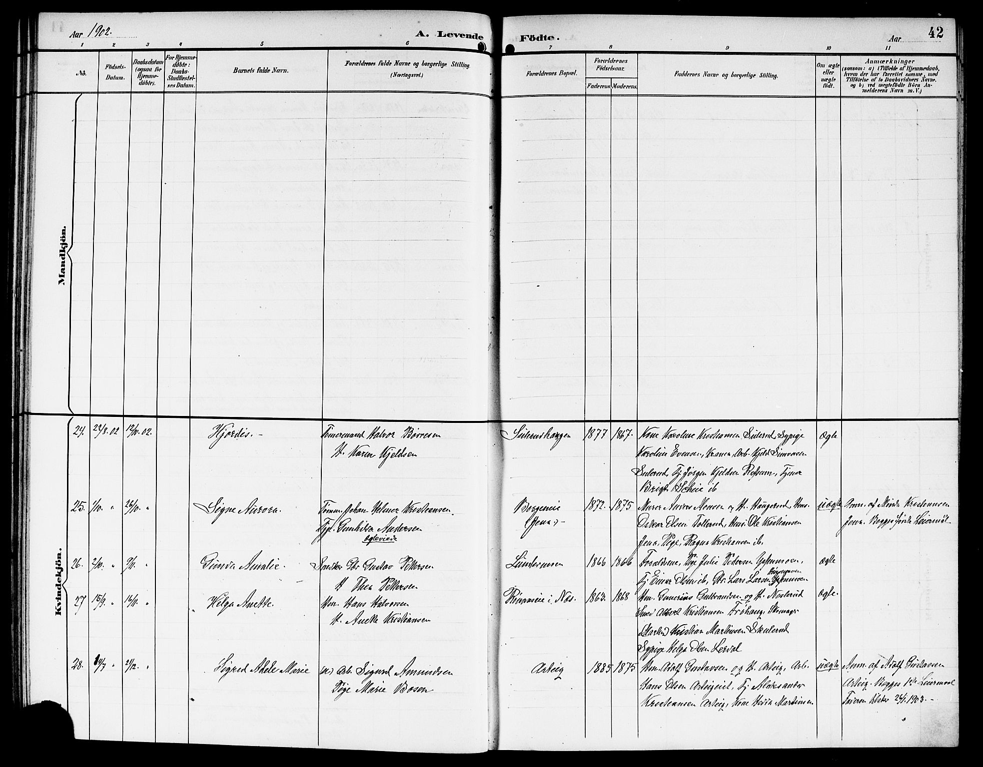 Sørum prestekontor Kirkebøker, AV/SAO-A-10303/G/Ga/L0006: Parish register (copy) no. I 6, 1894-1906, p. 42