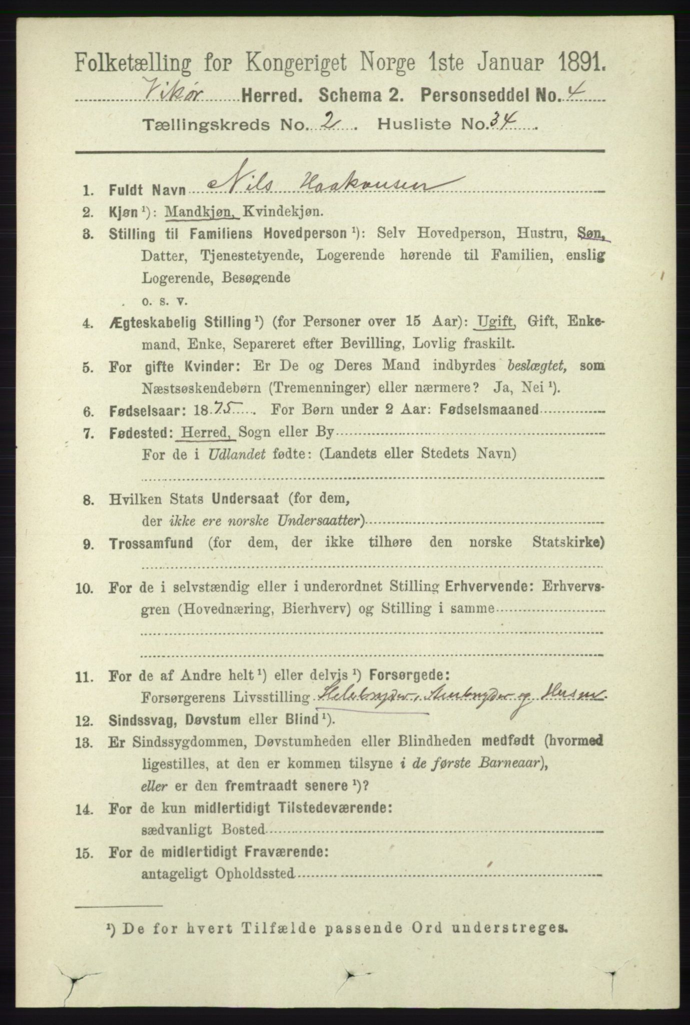 RA, 1891 census for 1238 Vikør, 1891, p. 686