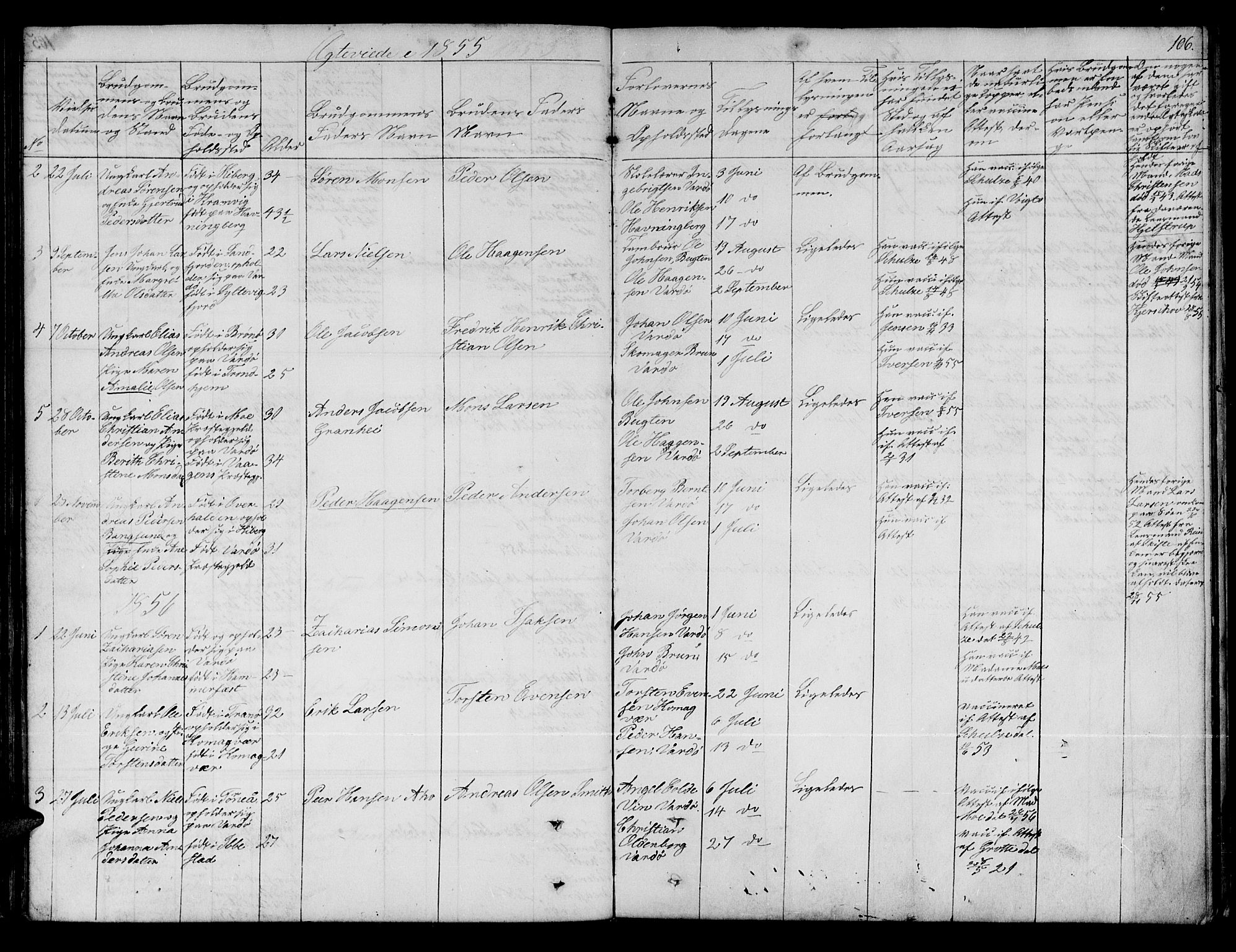 Vardø sokneprestkontor, SATØ/S-1332/H/Hb/L0001klokker: Parish register (copy) no. 1, 1844-1861, p. 106