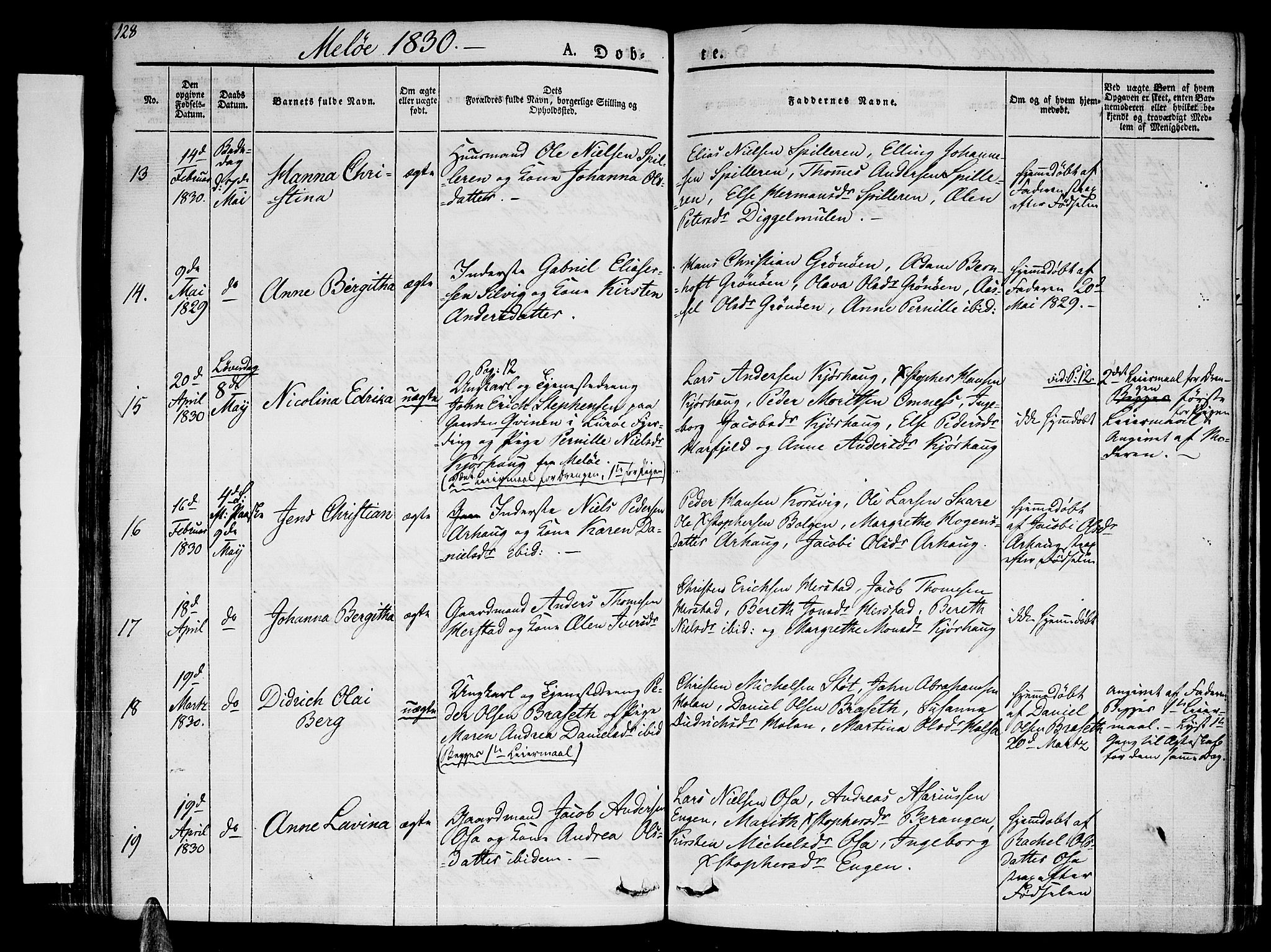 Ministerialprotokoller, klokkerbøker og fødselsregistre - Nordland, SAT/A-1459/841/L0598: Parish register (official) no. 841A06 /2, 1825-1844, p. 128