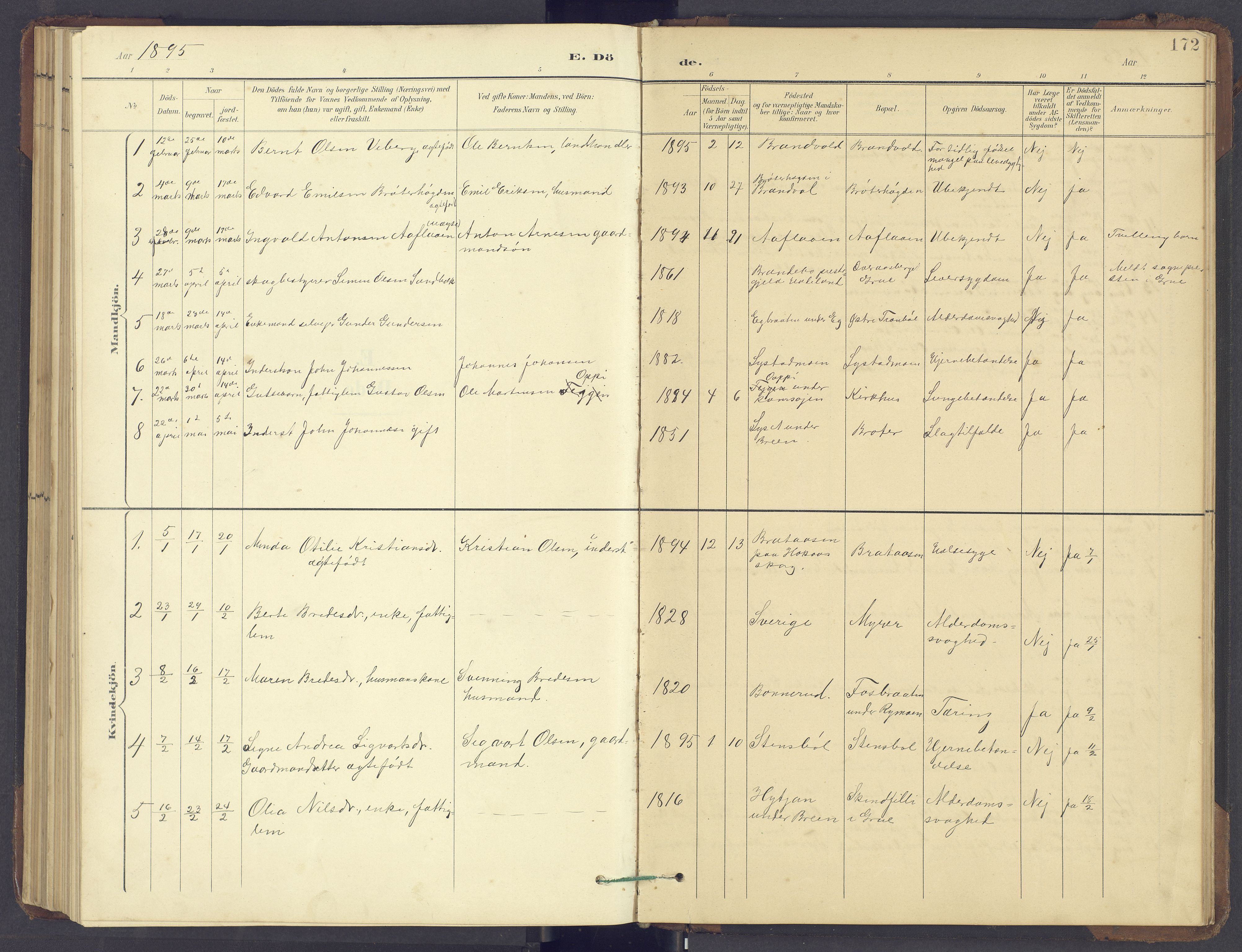 Brandval prestekontor, SAH/PREST-034/H/Ha/Hab/L0002: Parish register (copy) no. 2, 1895-1904, p. 172