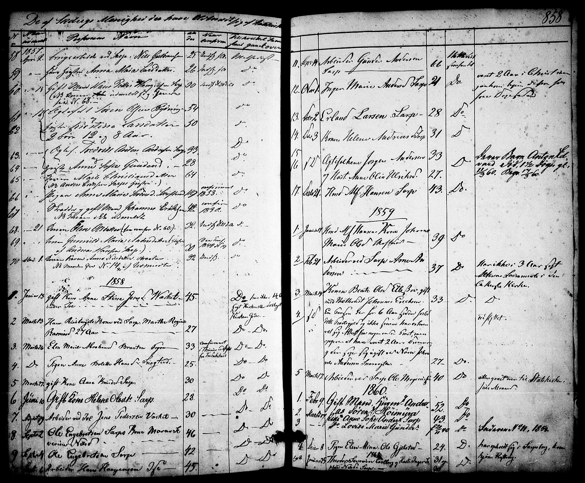 Skjeberg prestekontor Kirkebøker, AV/SAO-A-10923/F/Fa/L0006: Parish register (official) no. I 6, 1846-1858, p. 858