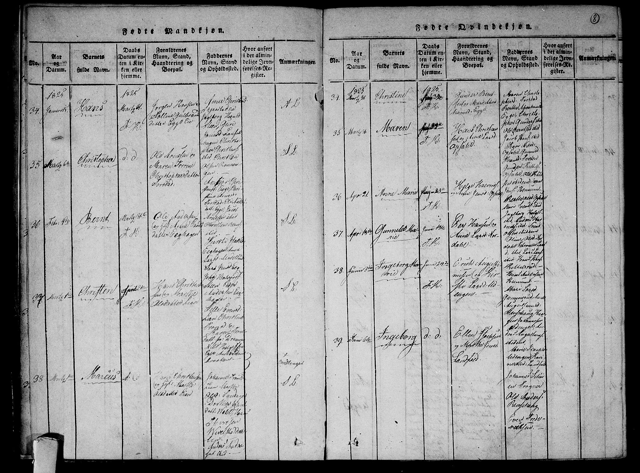 Lier kirkebøker, AV/SAKO-A-230/F/Fa/L0009: Parish register (official) no. I 9, 1824-1827, p. 8