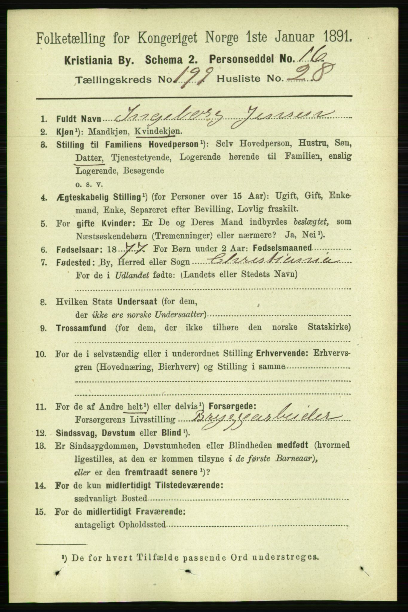 RA, 1891 census for 0301 Kristiania, 1891, p. 120191