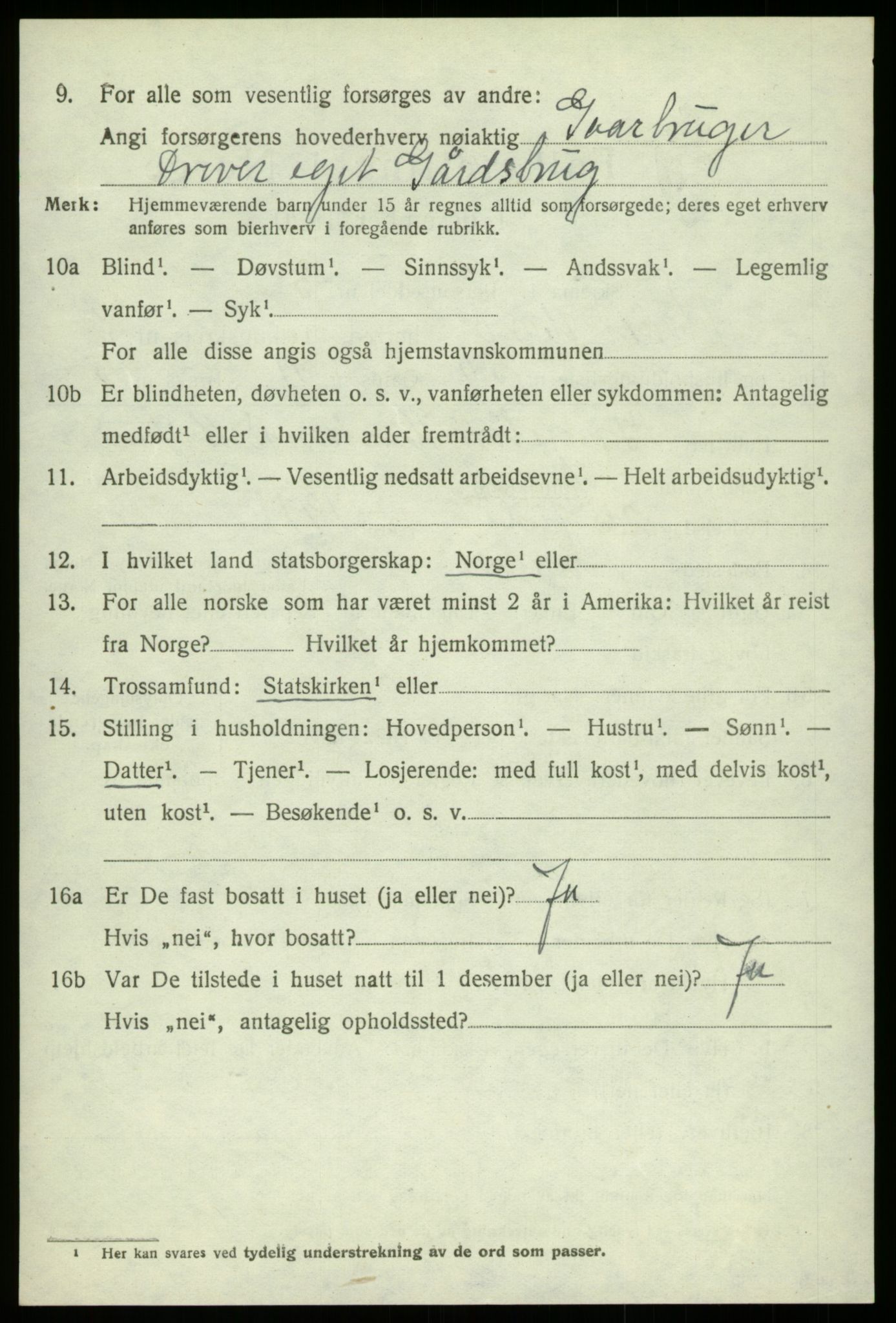 SAB, 1920 census for Kvam, 1920, p. 3148