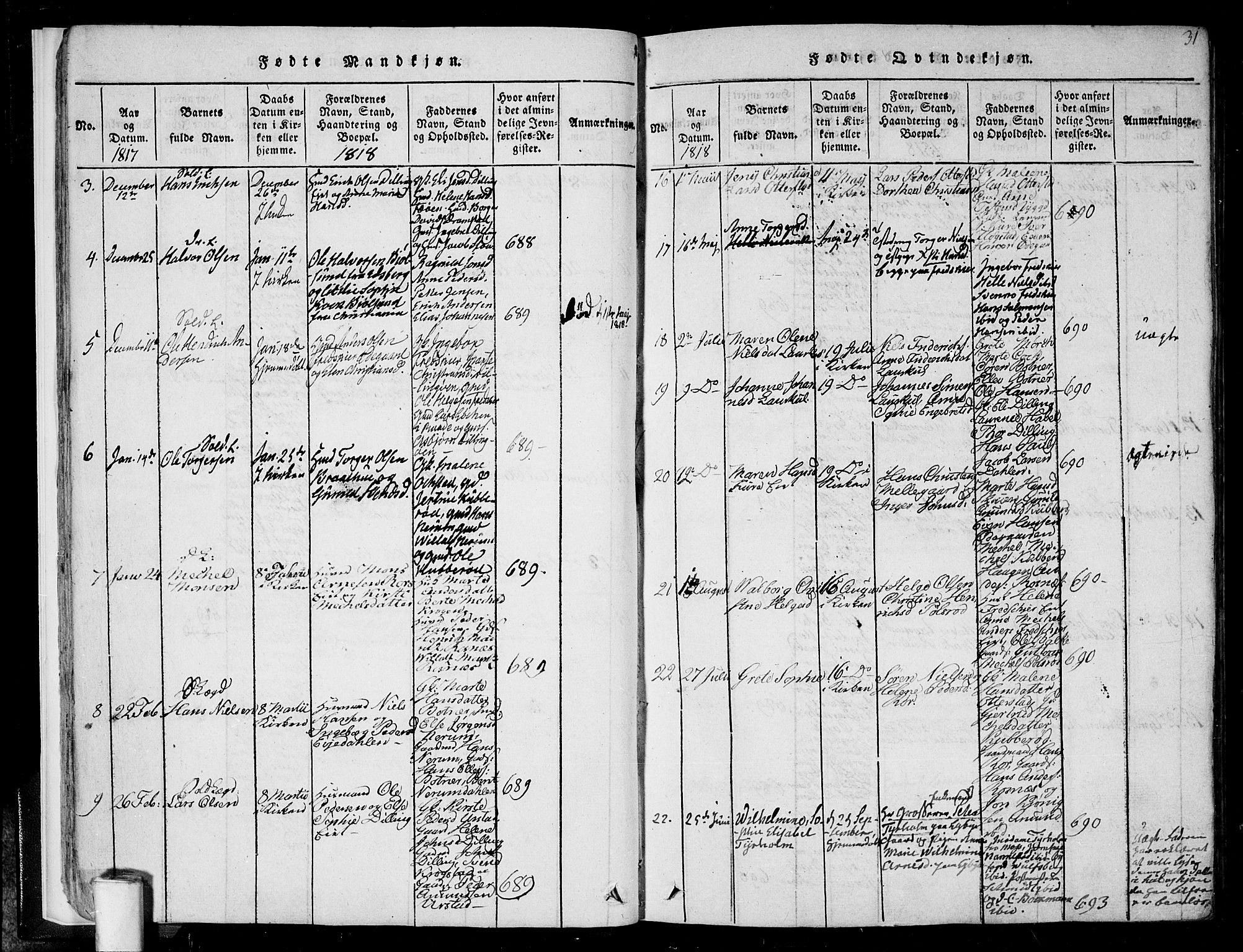 Rygge prestekontor Kirkebøker, AV/SAO-A-10084b/F/Fa/L0003: Parish register (official) no. 3, 1814-1836, p. 30-31