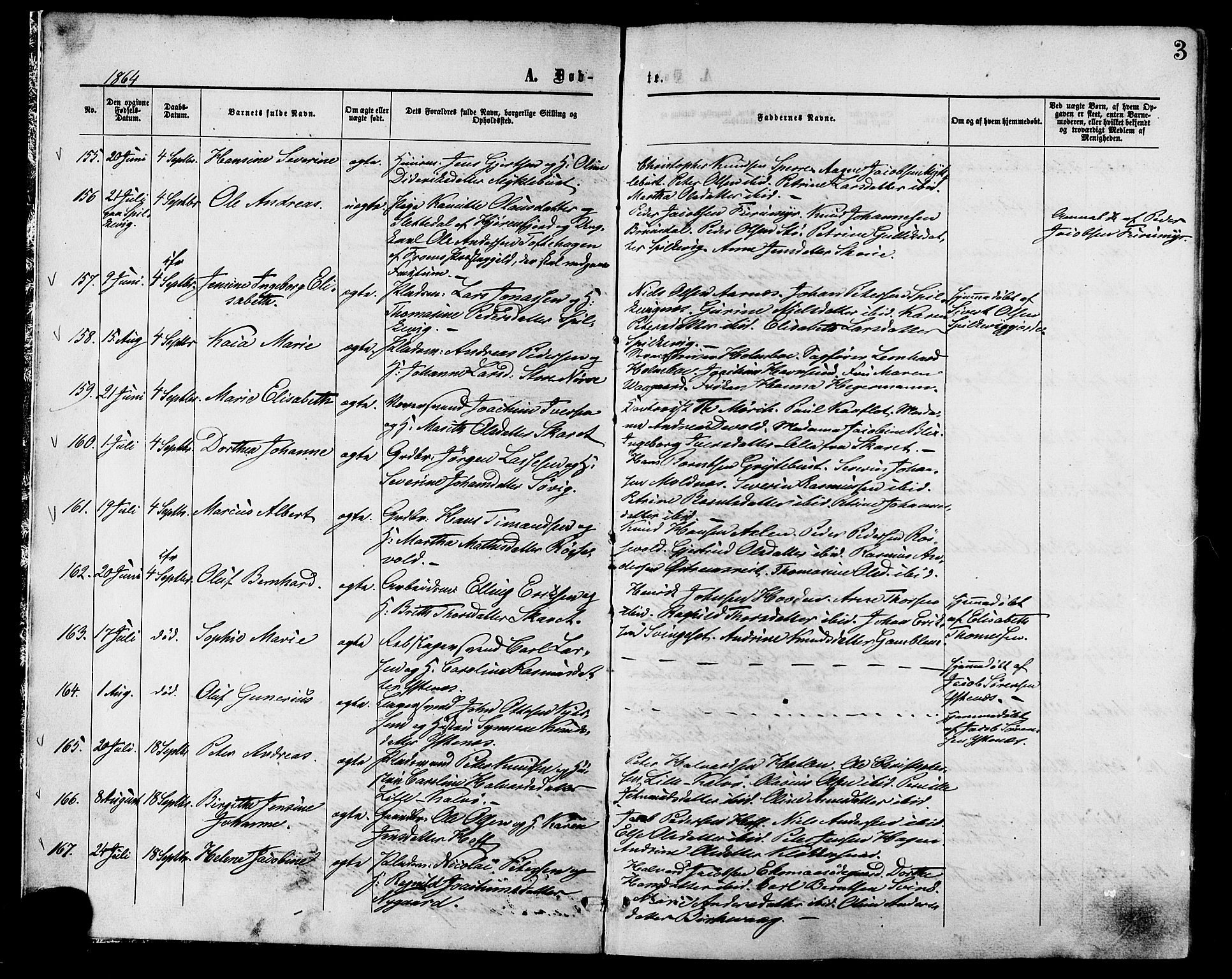 Ministerialprotokoller, klokkerbøker og fødselsregistre - Møre og Romsdal, AV/SAT-A-1454/528/L0399: Parish register (official) no. 528A10, 1864-1879, p. 3