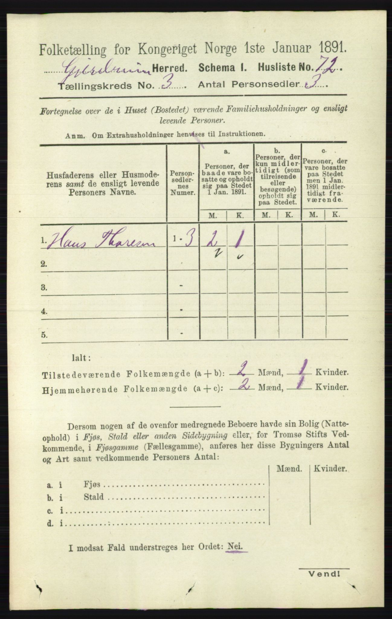 RA, 1891 census for 0234 Gjerdrum, 1891, p. 1232