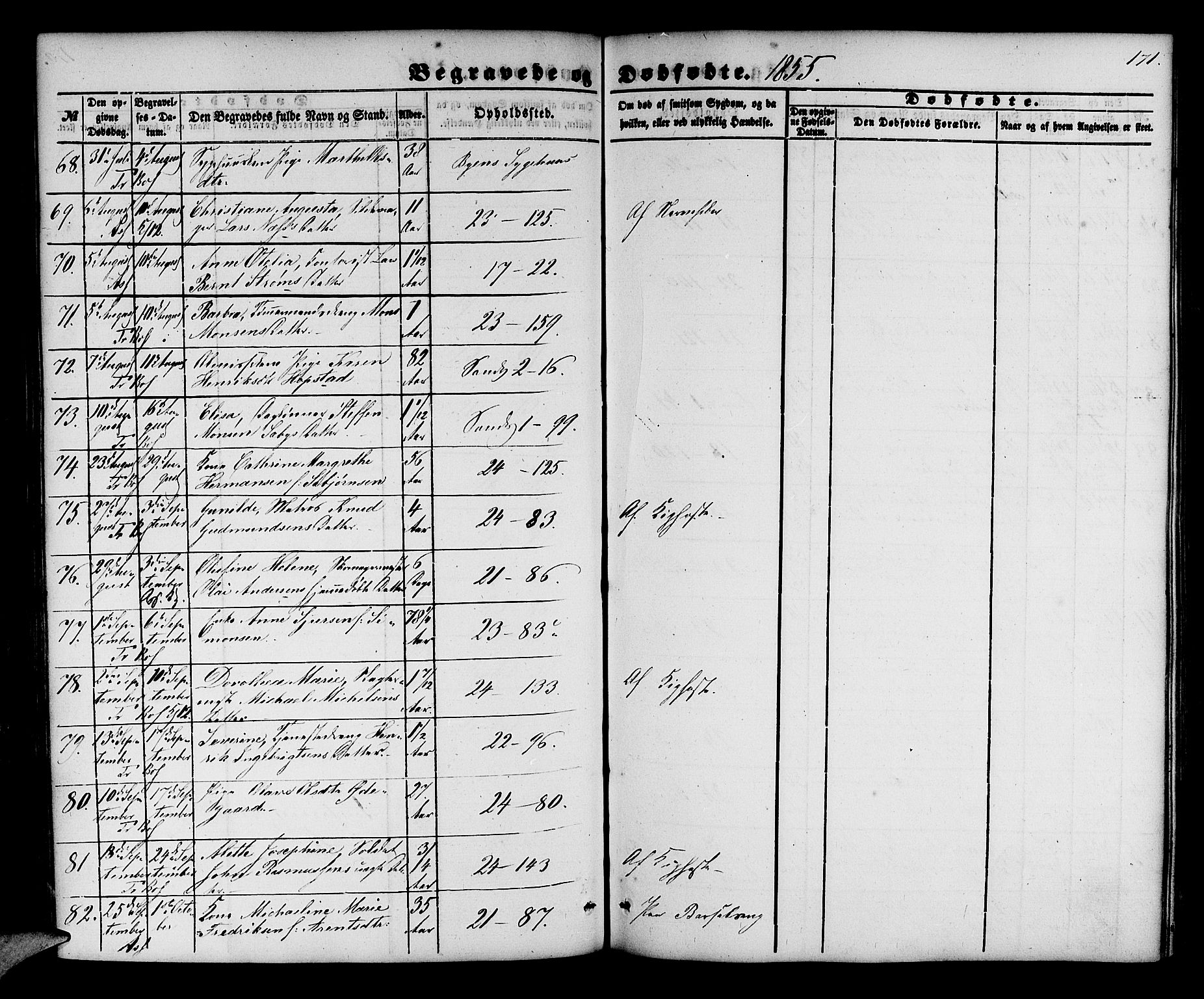 Korskirken sokneprestembete, AV/SAB-A-76101/H/Hab: Parish register (copy) no. E 2, 1851-1871, p. 171