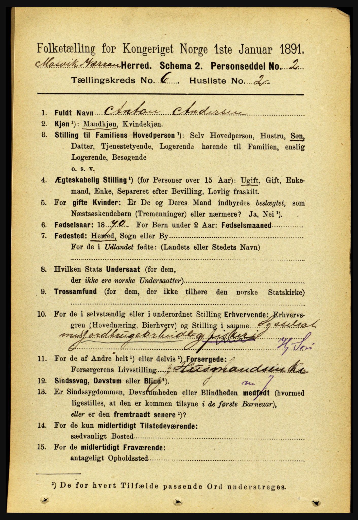 RA, 1891 census for 1723 Mosvik og Verran, 1891, p. 2449