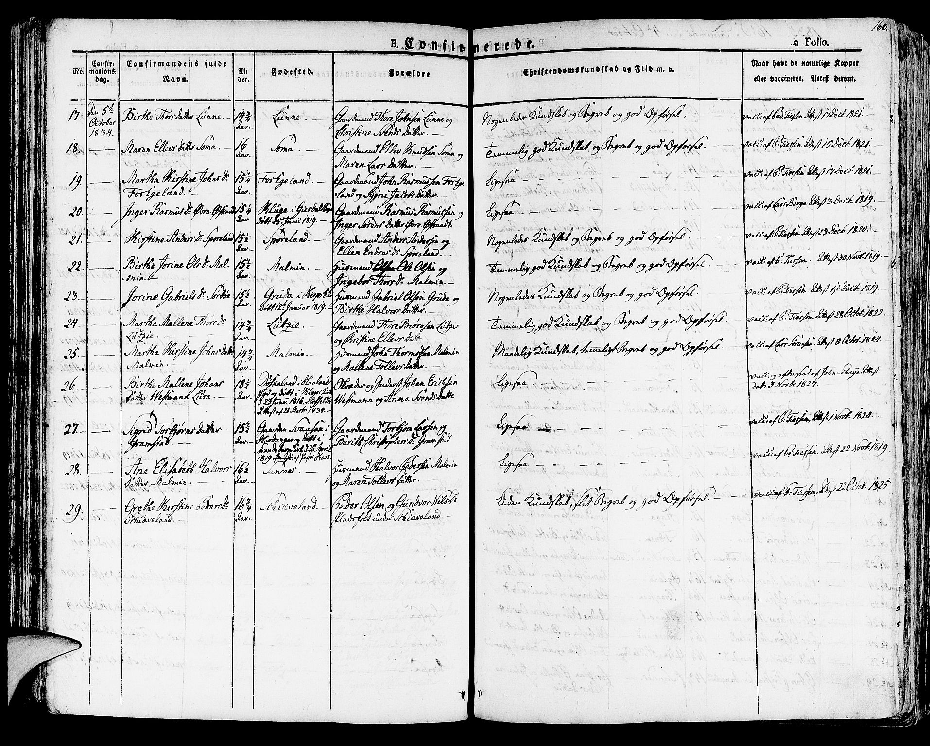 Høyland sokneprestkontor, SAST/A-101799/001/30BA/L0007: Parish register (official) no. A 7 /1, 1825-1841, p. 166