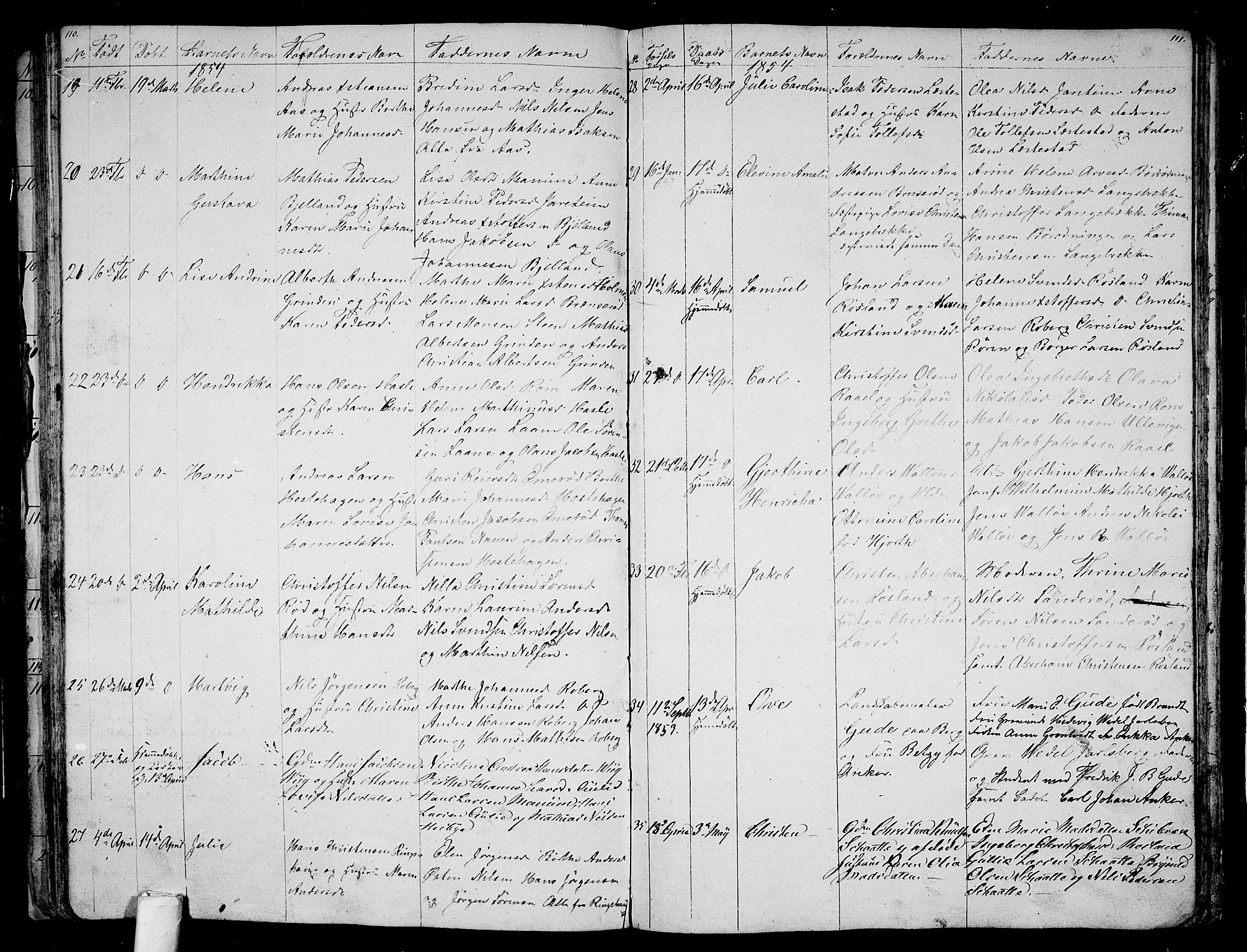 Sem kirkebøker, AV/SAKO-A-5/G/Ga/L0003: Parish register (copy) no. I 3, 1844-1855, p. 110-111