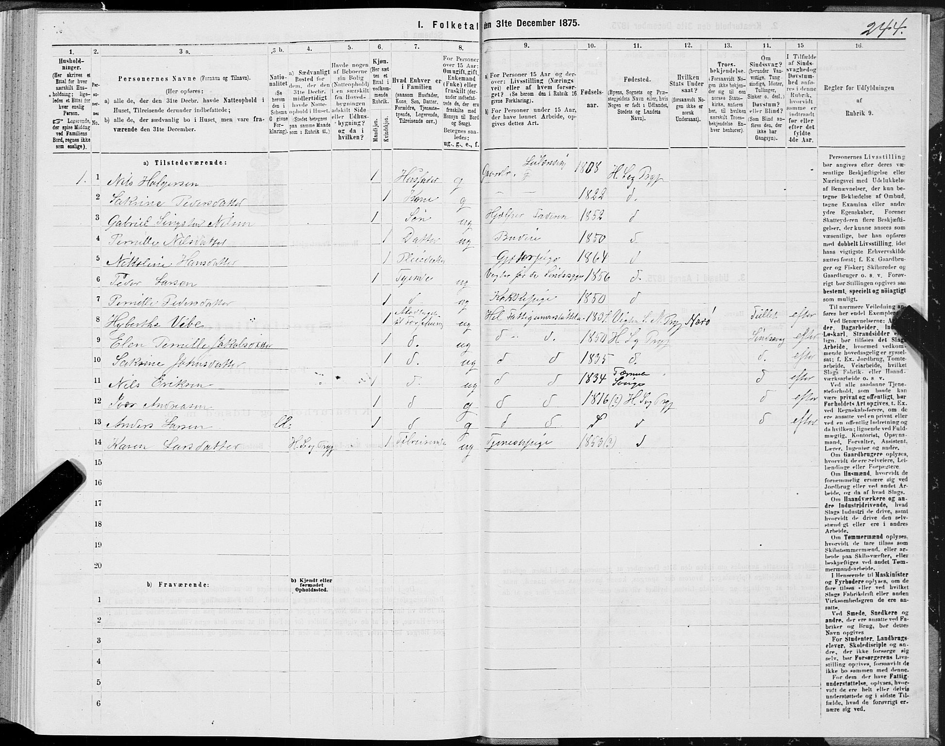 SAT, 1875 census for 1832P Hemnes, 1875, p. 2244