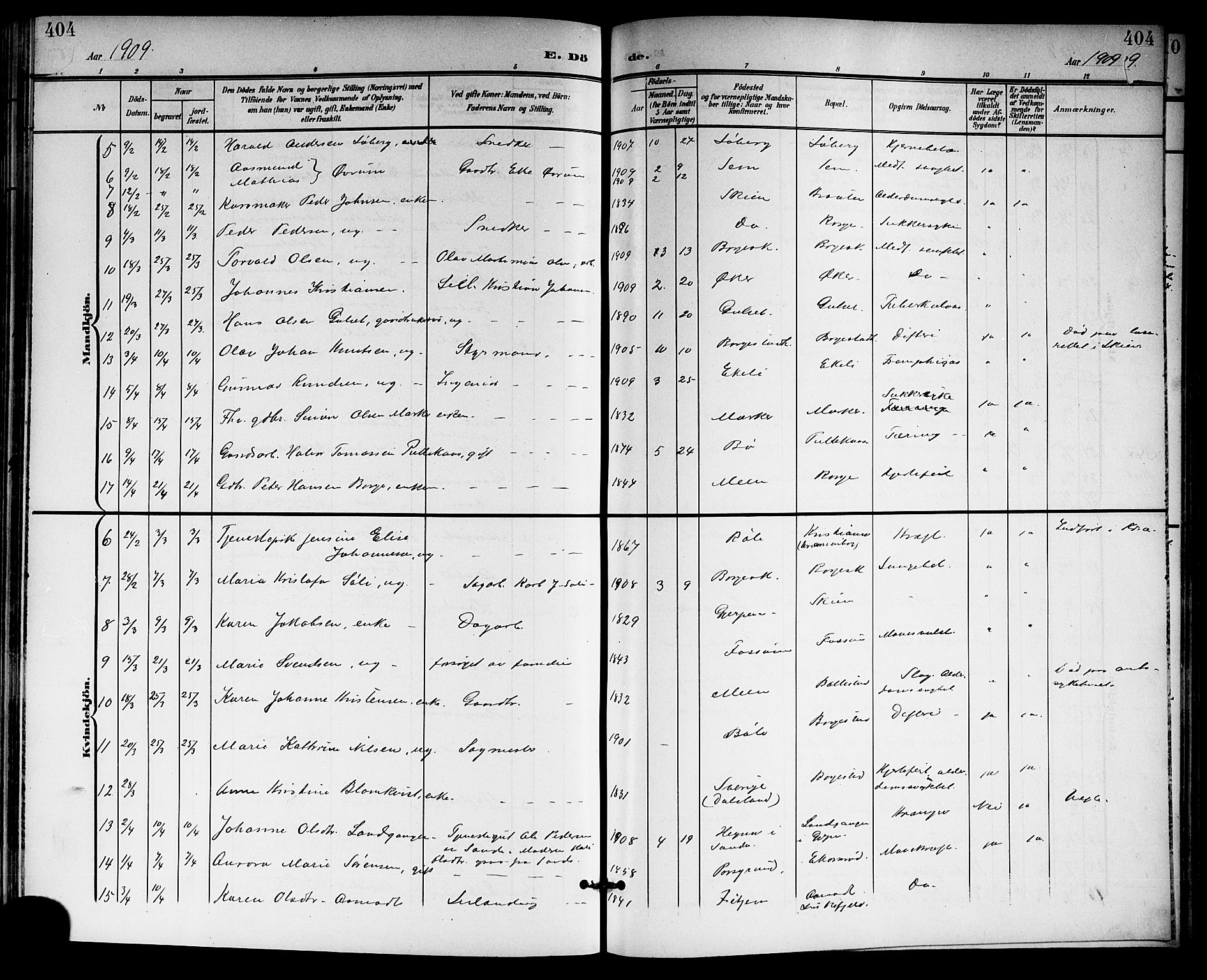 Gjerpen kirkebøker, SAKO/A-265/G/Ga/L0003: Parish register (copy) no. I 3, 1901-1919, p. 404