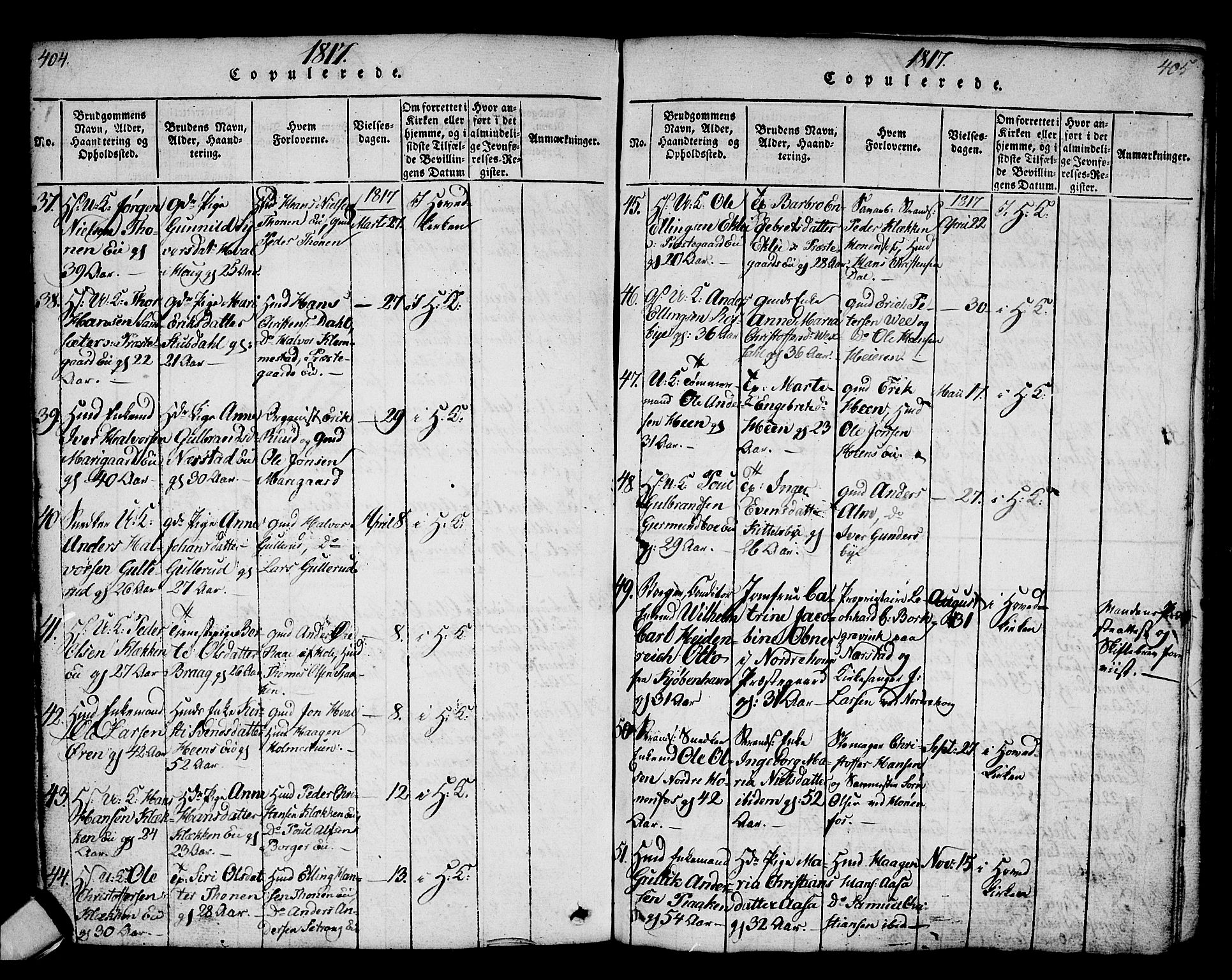 Norderhov kirkebøker, AV/SAKO-A-237/G/Ga/L0002: Parish register (copy) no. I 2, 1814-1867, p. 404-405