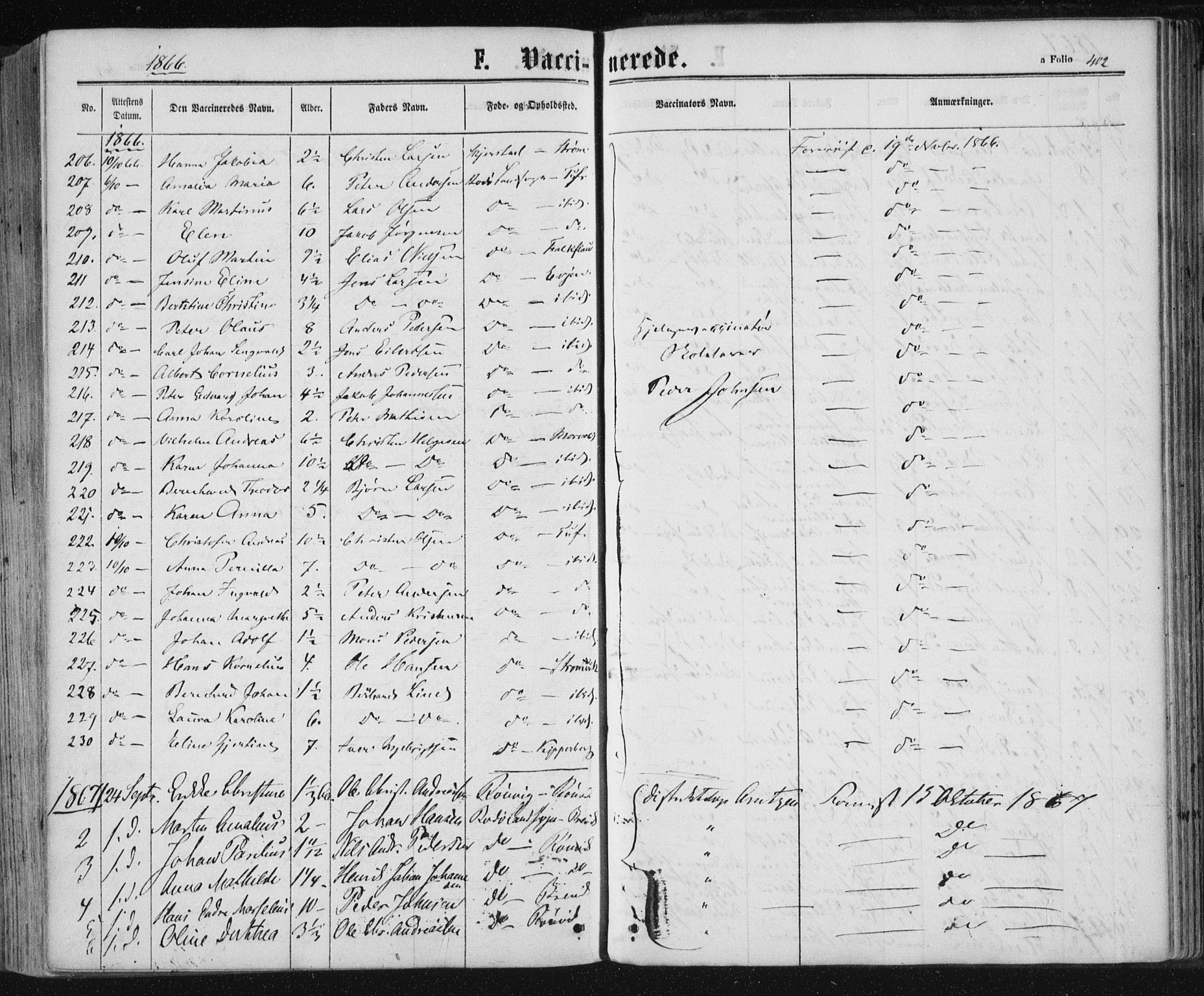 Ministerialprotokoller, klokkerbøker og fødselsregistre - Nordland, SAT/A-1459/801/L0008: Parish register (official) no. 801A08, 1864-1875, p. 402
