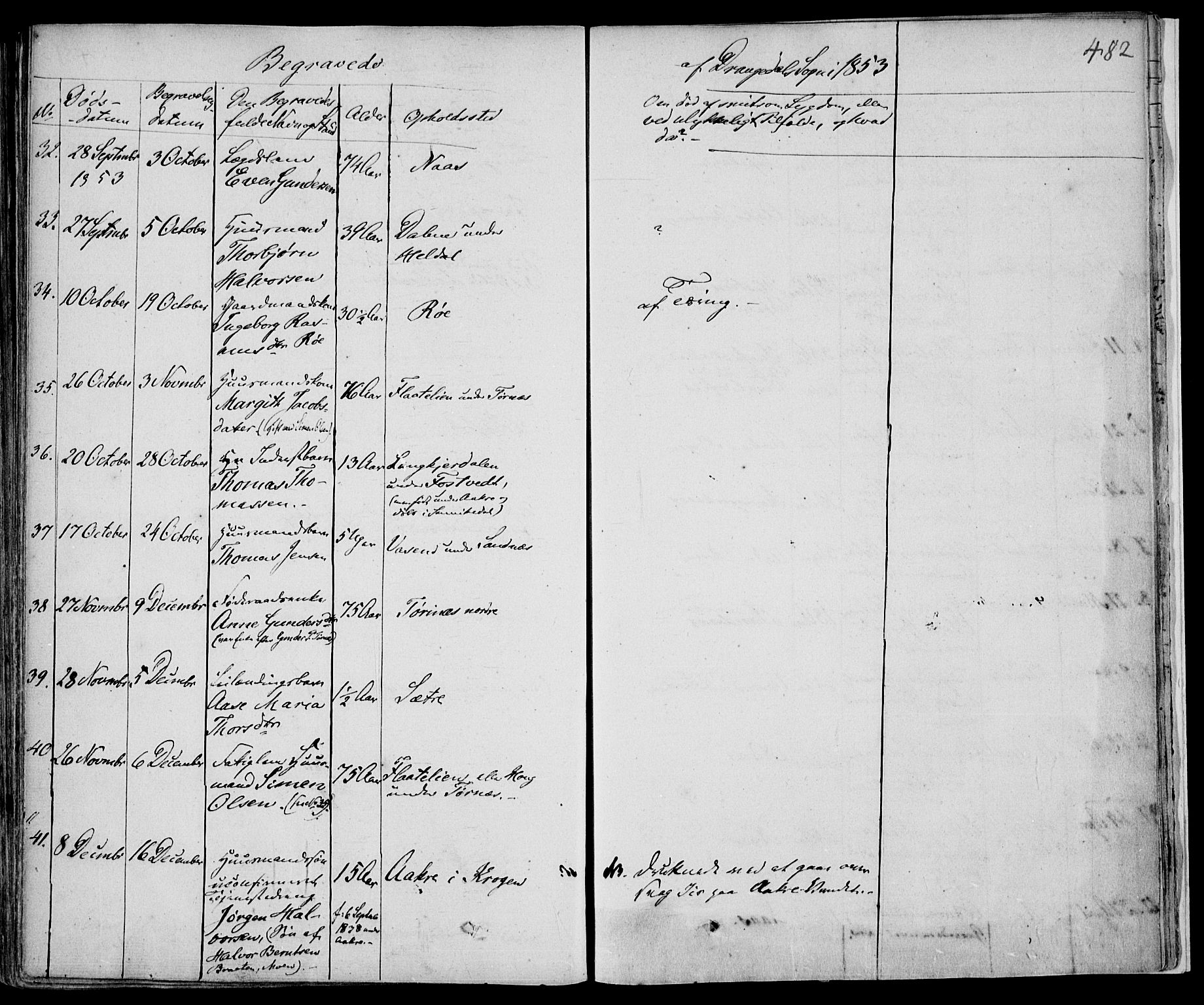 Drangedal kirkebøker, AV/SAKO-A-258/F/Fa/L0007a: Parish register (official) no. 7a, 1837-1856, p. 482