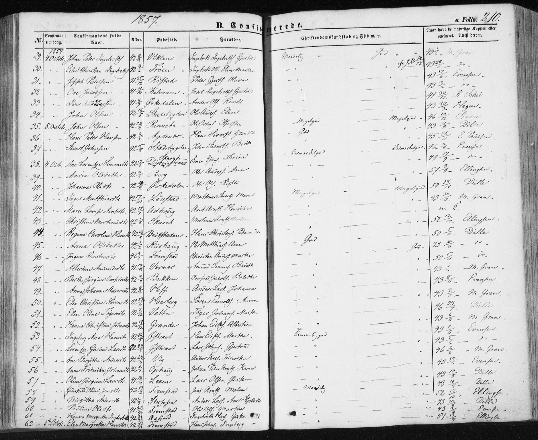 Ministerialprotokoller, klokkerbøker og fødselsregistre - Sør-Trøndelag, SAT/A-1456/659/L0737: Parish register (official) no. 659A07, 1857-1875, p. 210