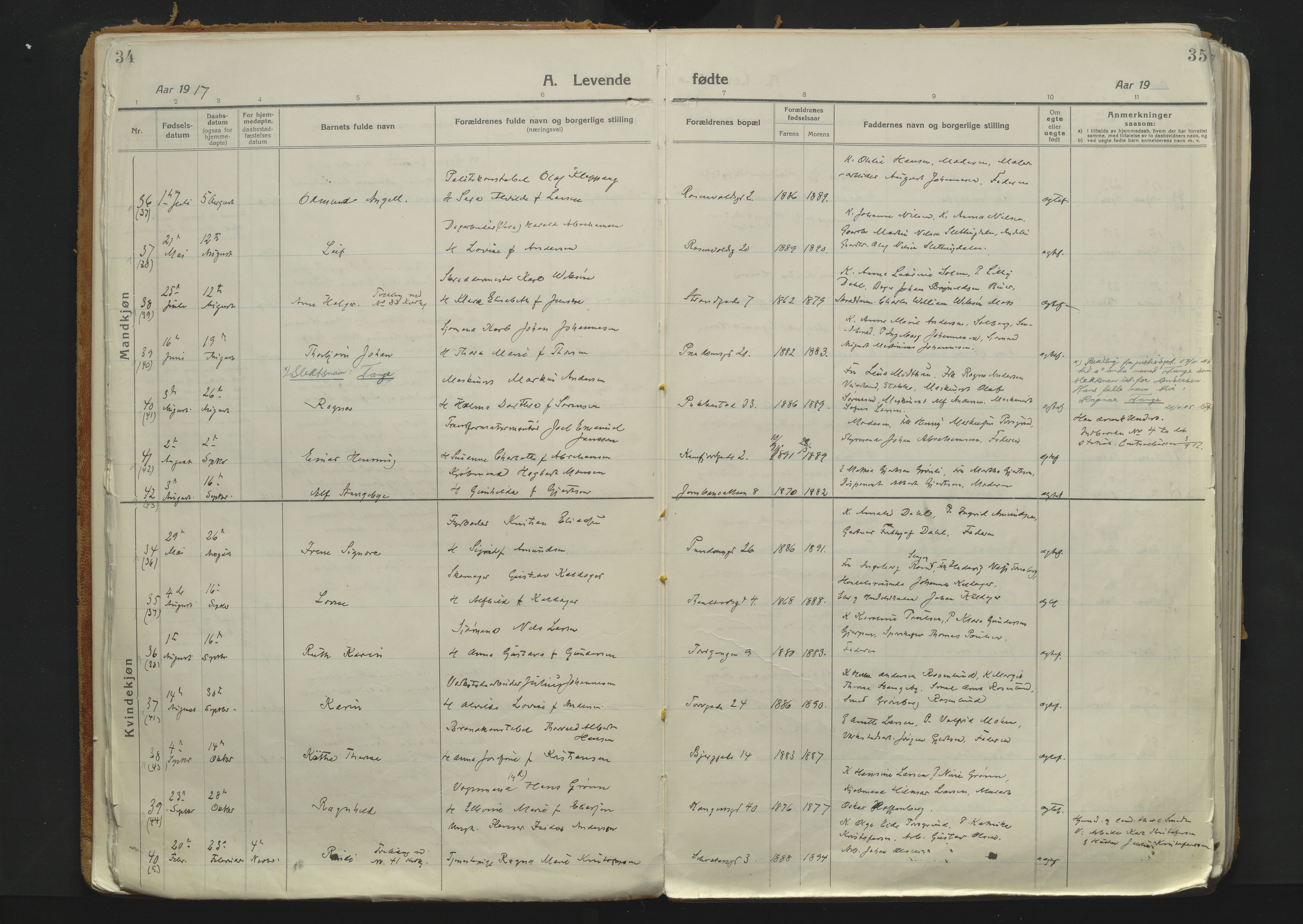 Sandefjord kirkebøker, SAKO/A-315/F/Fa/L0007: Parish register (official) no. 7, 1916-1930, p. 34-35
