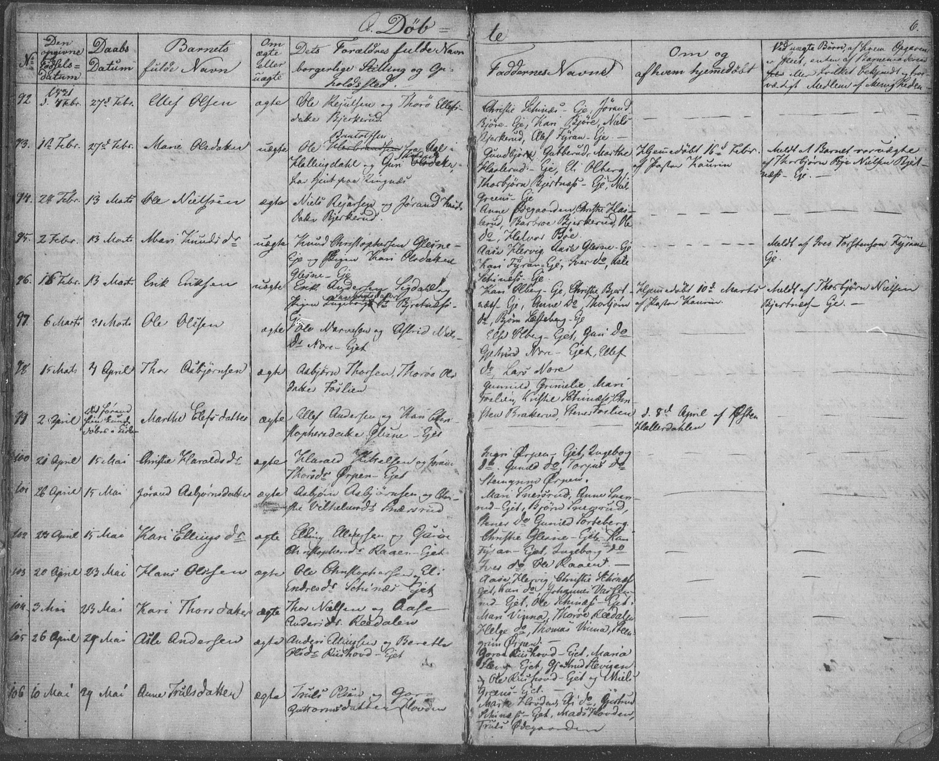 Krødsherad kirkebøker, AV/SAKO-A-19/F/Fa/L0002: Parish register (official) no. 2, 1829-1851, p. 6