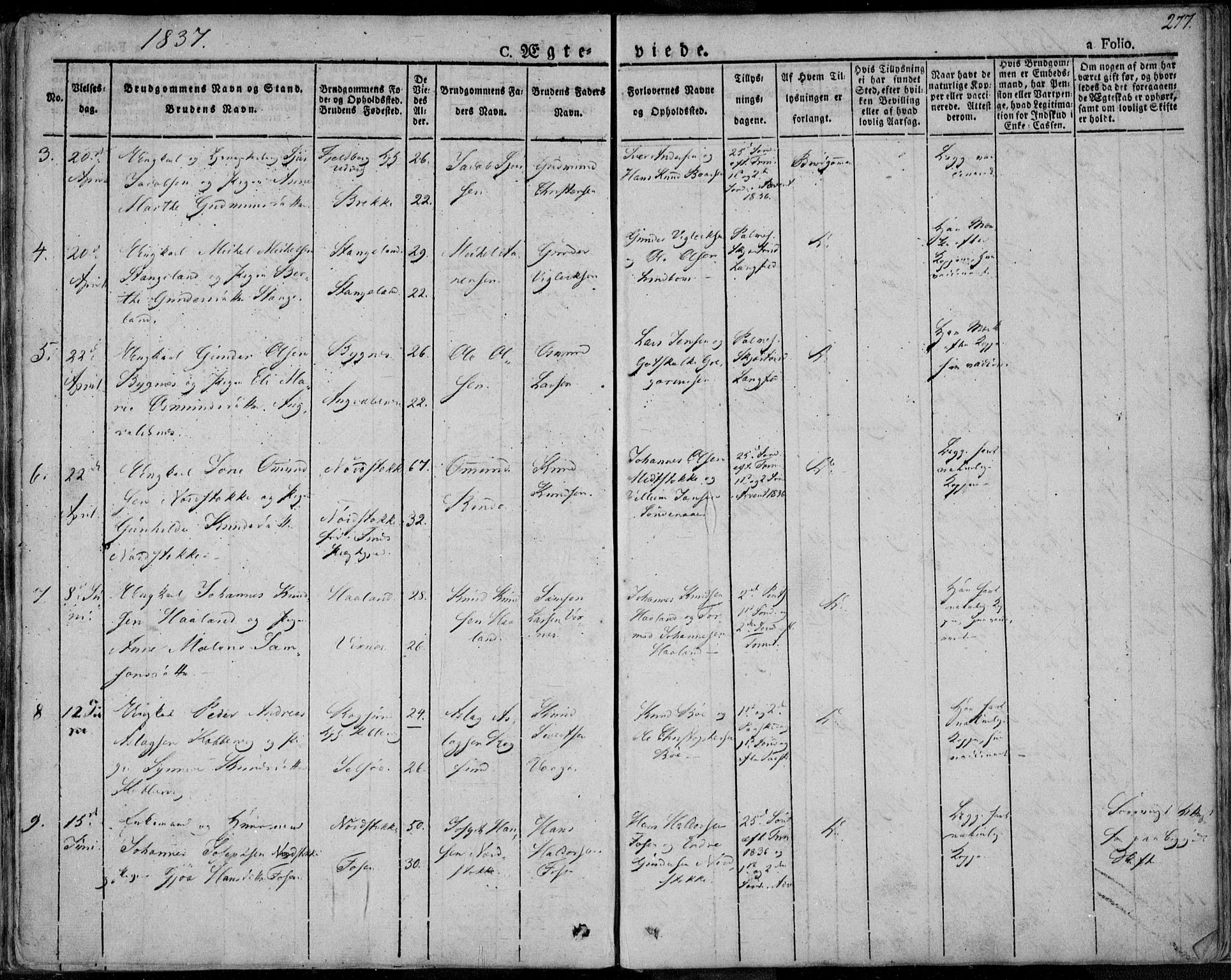 Avaldsnes sokneprestkontor, SAST/A -101851/H/Ha/Haa/L0005: Parish register (official) no. A 5.1, 1825-1841, p. 277