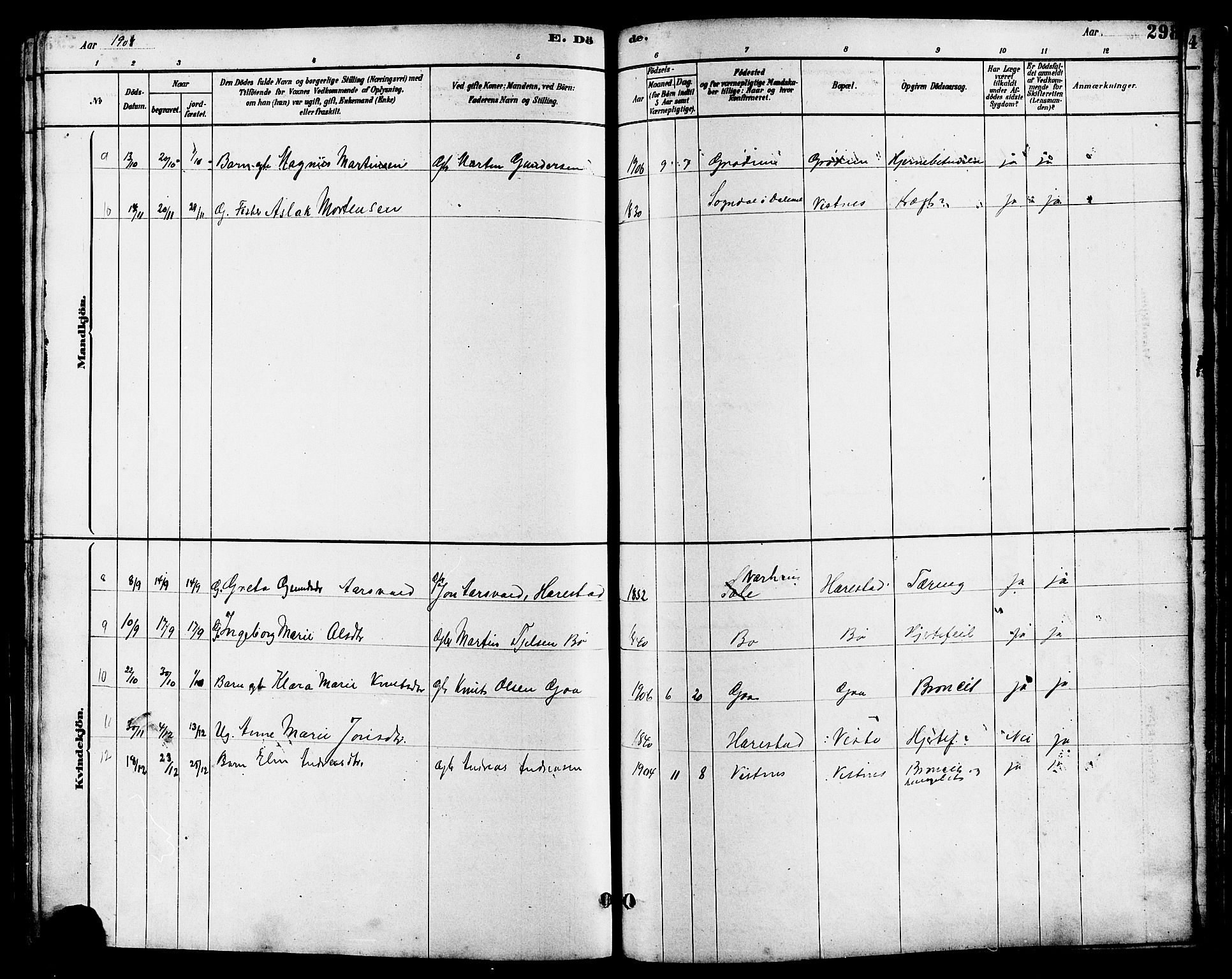 Hetland sokneprestkontor, SAST/A-101826/30/30BB/L0006: Parish register (copy) no. B 6, 1878-1921, p. 298