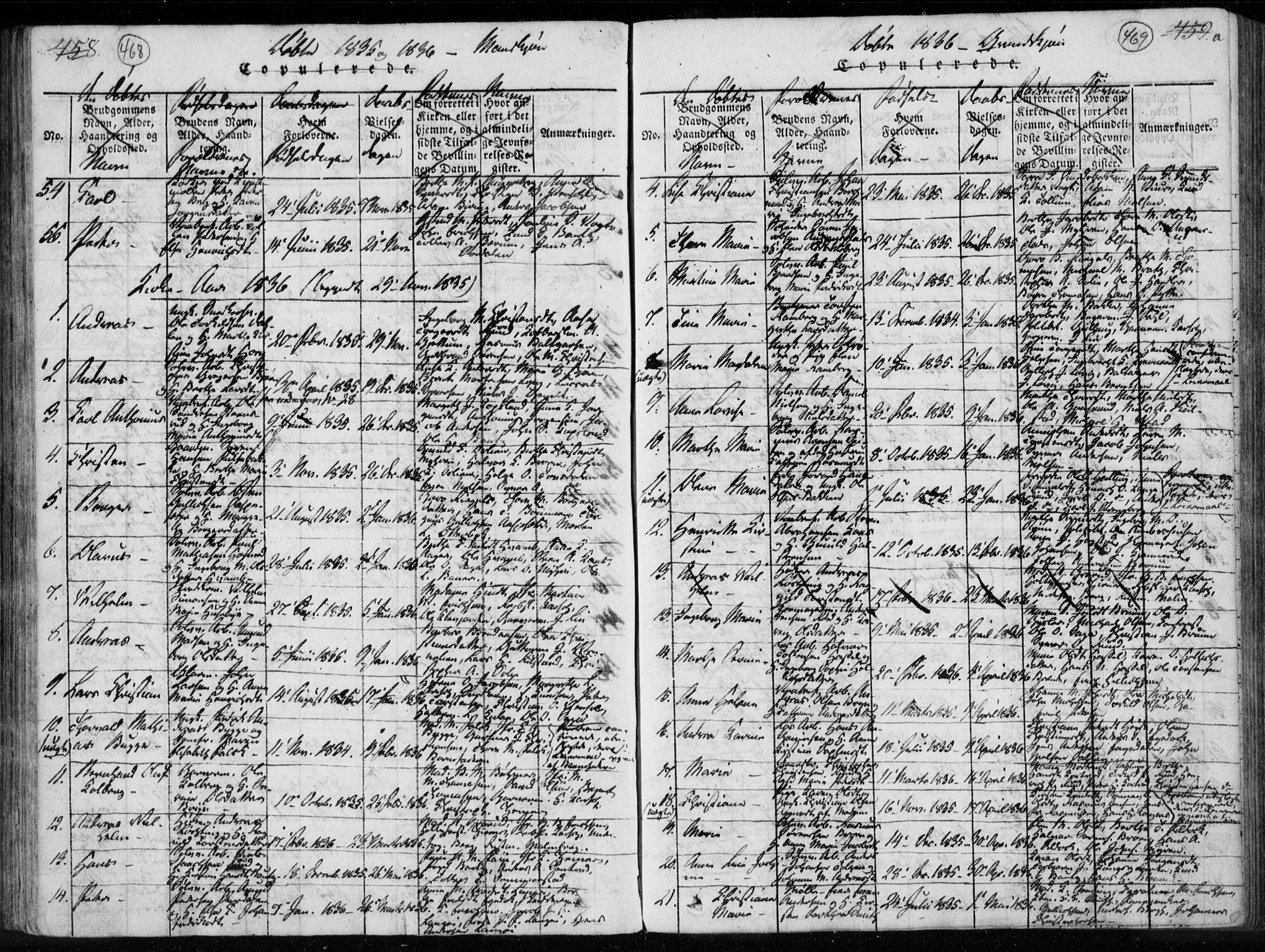 Kongsberg kirkebøker, AV/SAKO-A-22/F/Fa/L0008: Parish register (official) no. I 8, 1816-1839, p. 468-469