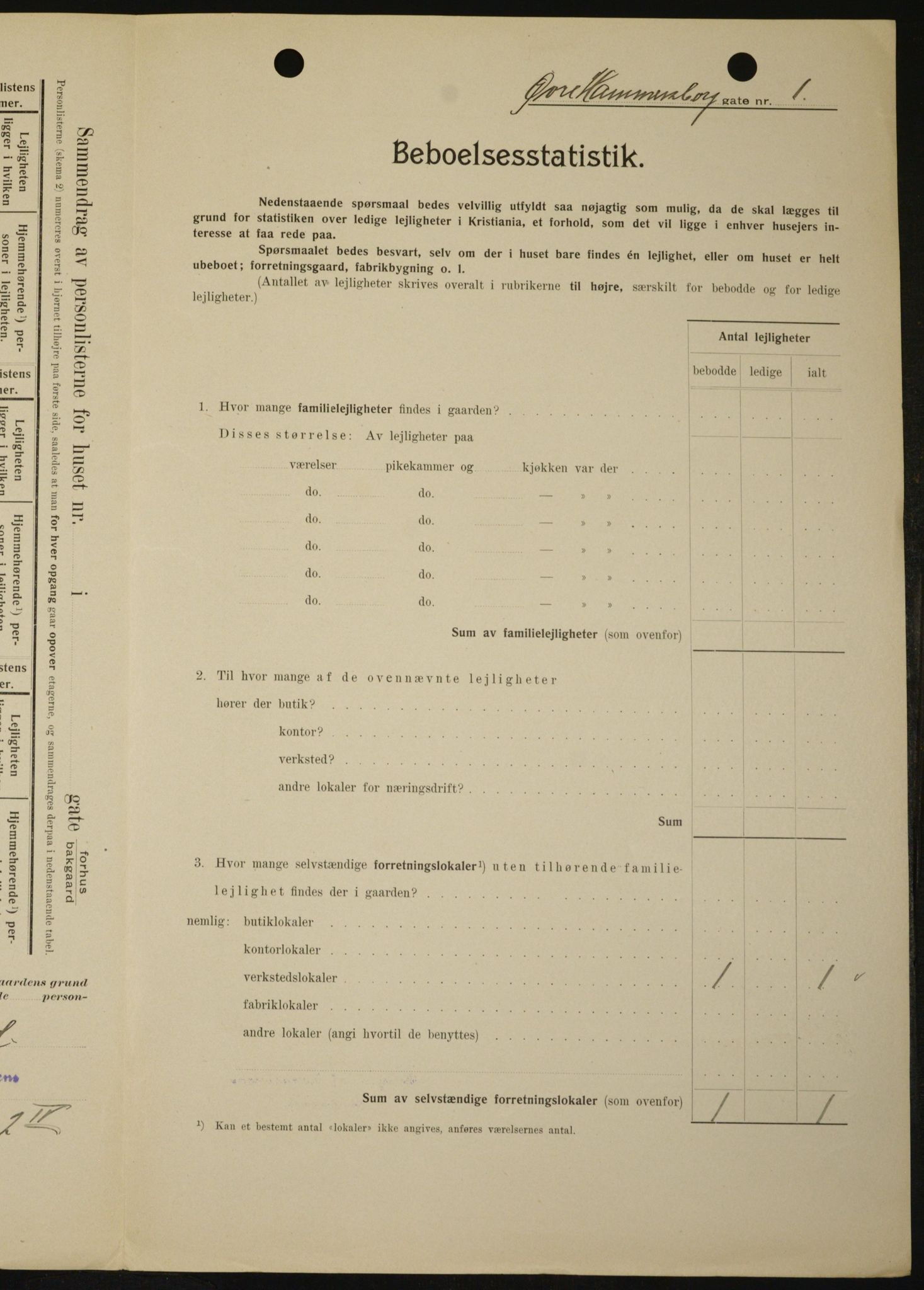 OBA, Municipal Census 1909 for Kristiania, 1909, p. 117825