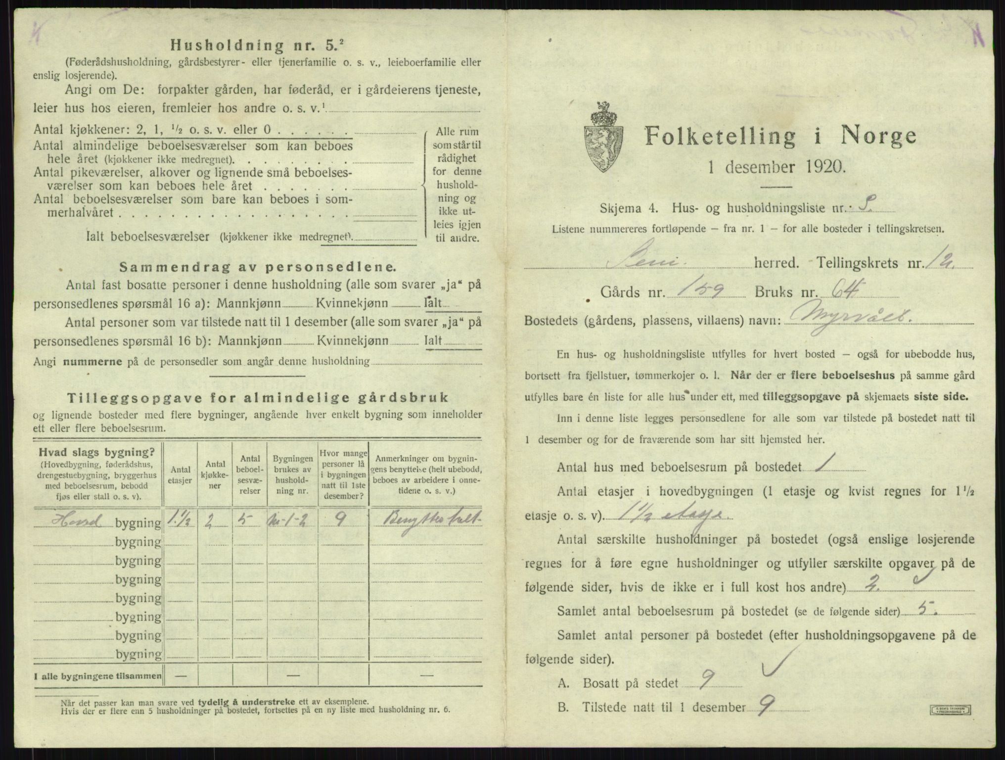 SAKO, 1920 census for Sem, 1920, p. 2553