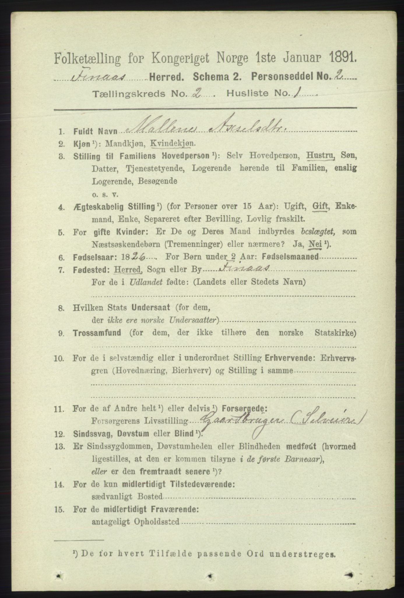 RA, 1891 census for 1218 Finnås, 1891, p. 771