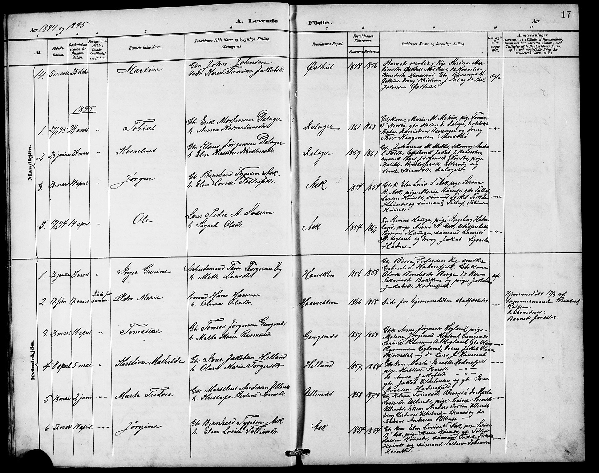 Rennesøy sokneprestkontor, SAST/A -101827/H/Ha/Hab/L0010: Parish register (copy) no. B 9, 1890-1918, p. 17