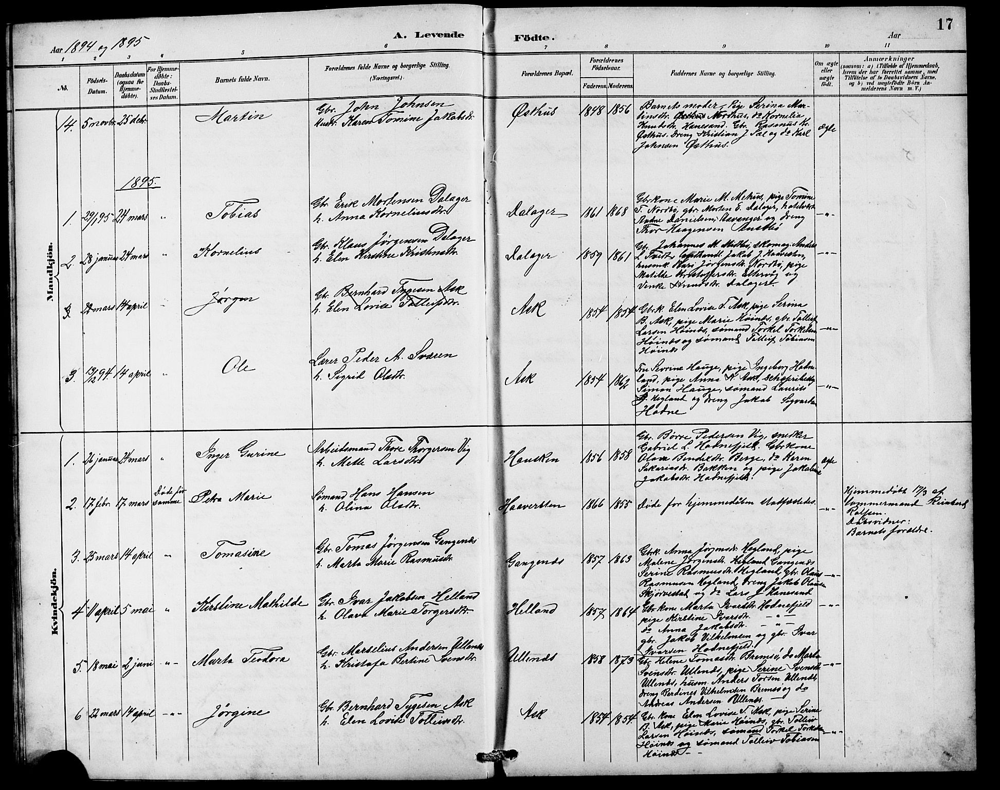 Rennesøy sokneprestkontor, AV/SAST-A -101827/H/Ha/Hab/L0010: Parish register (copy) no. B 9, 1890-1918, p. 17