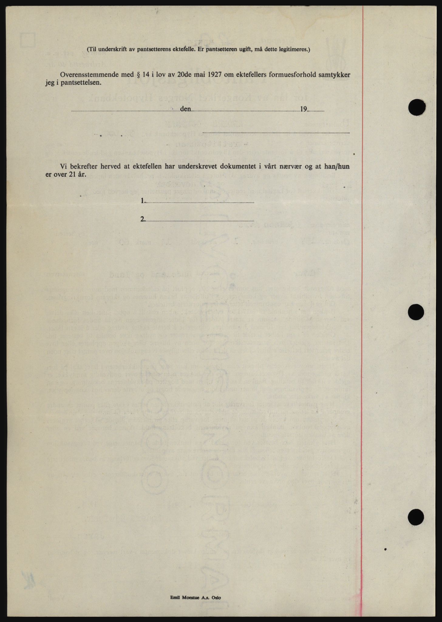 Hadeland og Land tingrett, SAH/TING-010/H/Hb/Hbc/L0030: Mortgage book no. B30, 1954-1954, Diary no: : 2419/1954