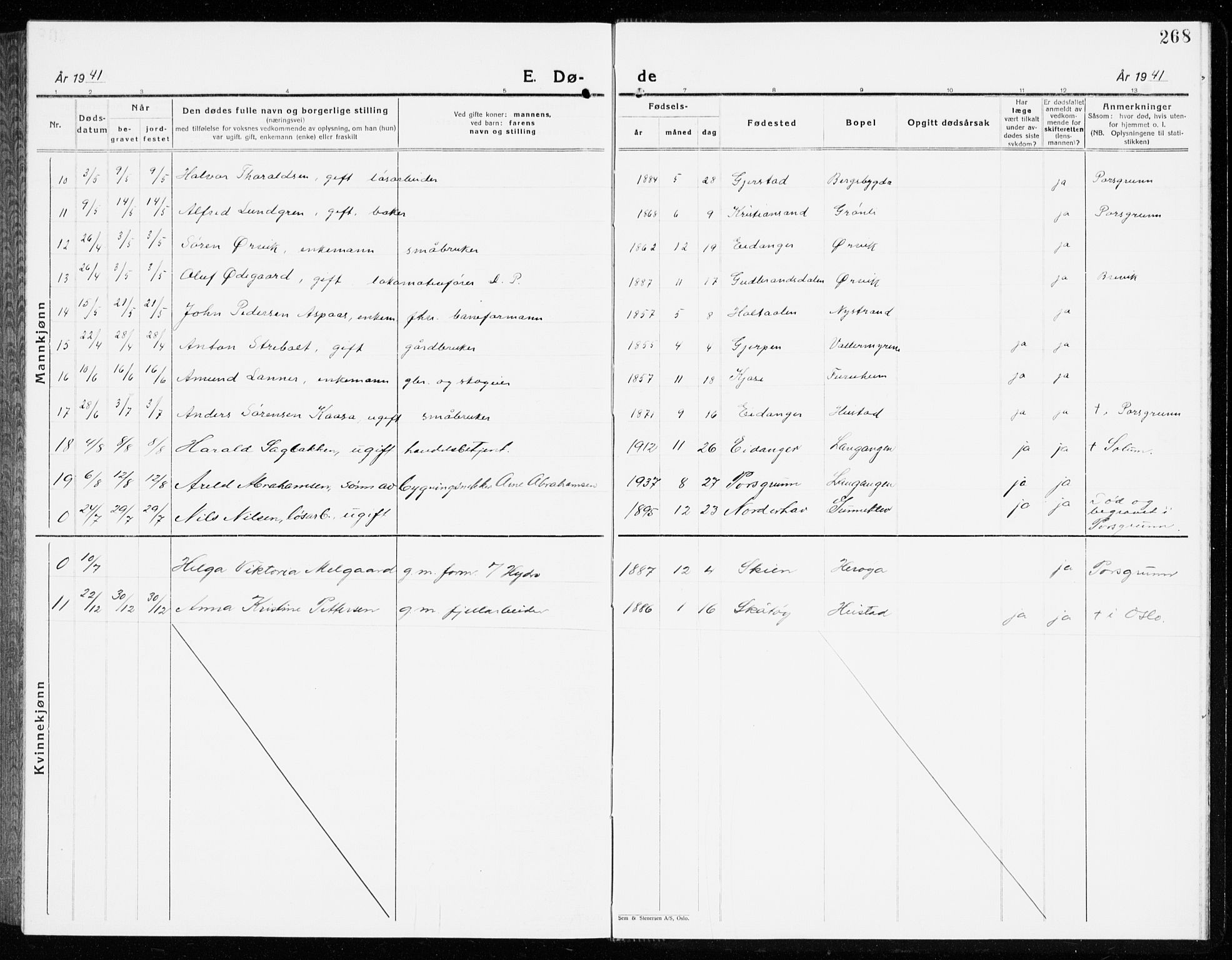 Eidanger kirkebøker, AV/SAKO-A-261/G/Ga/L0005: Parish register (copy) no. 5, 1928-1942, p. 268