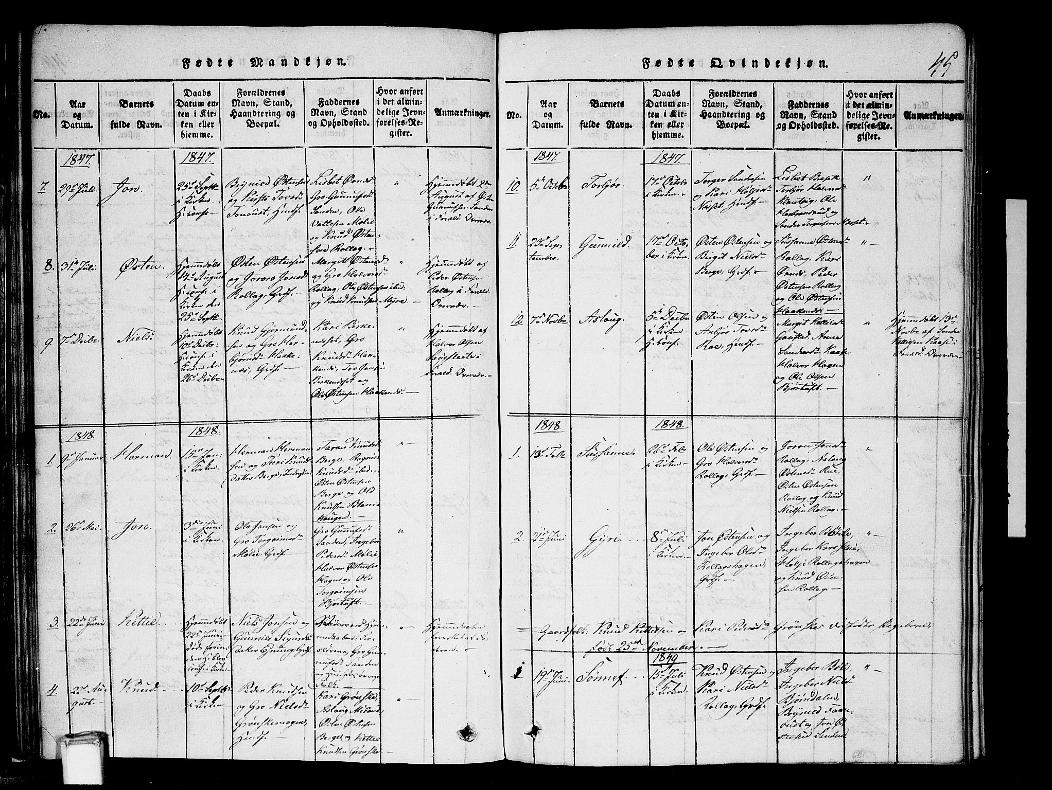 Tinn kirkebøker, SAKO/A-308/G/Gb/L0001: Parish register (copy) no. II 1 /1, 1815-1850, p. 45