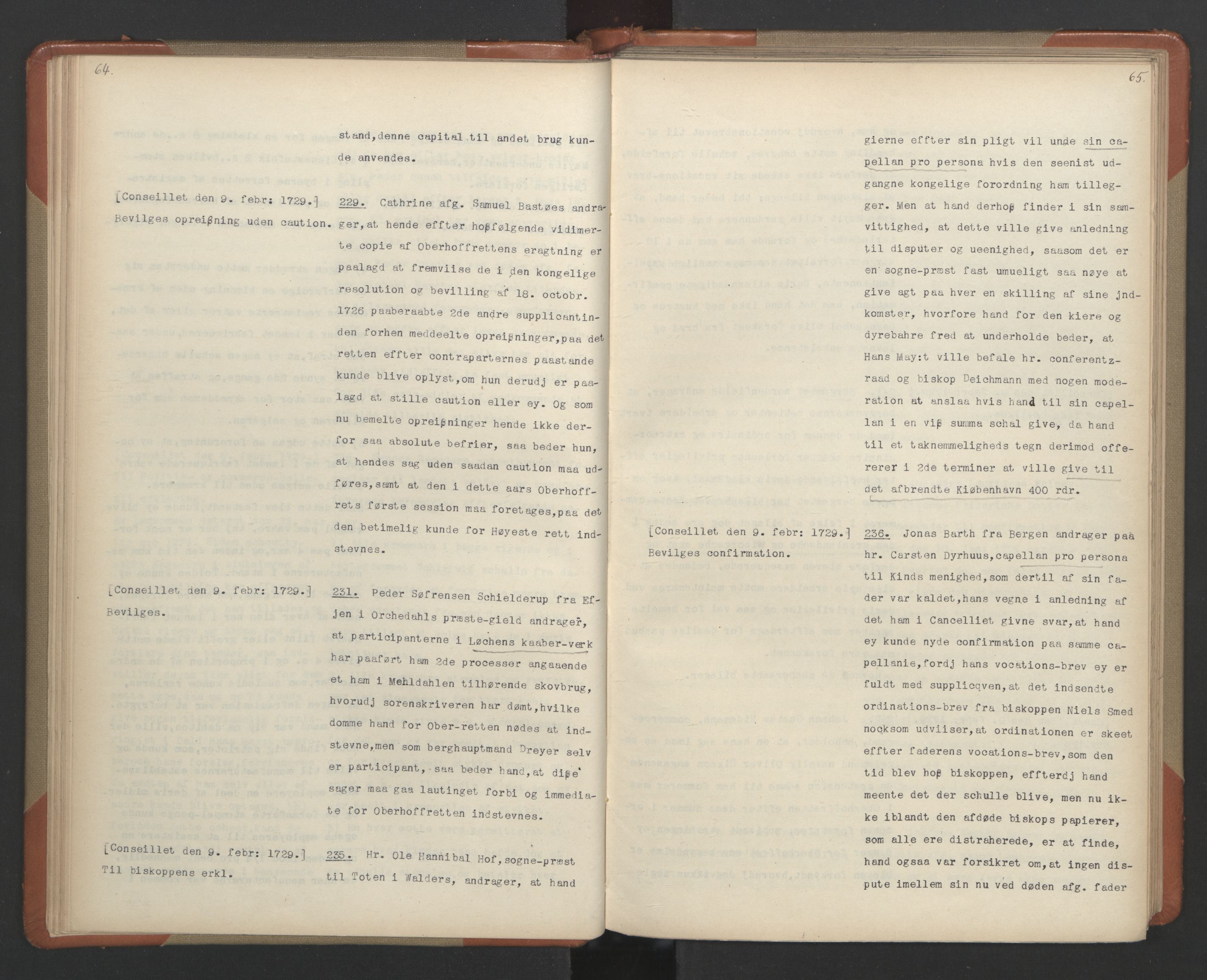 Avskriftsamlingen, AV/RA-EA-4022/F/Fa/L0092: Supplikker, 1729, p. 36