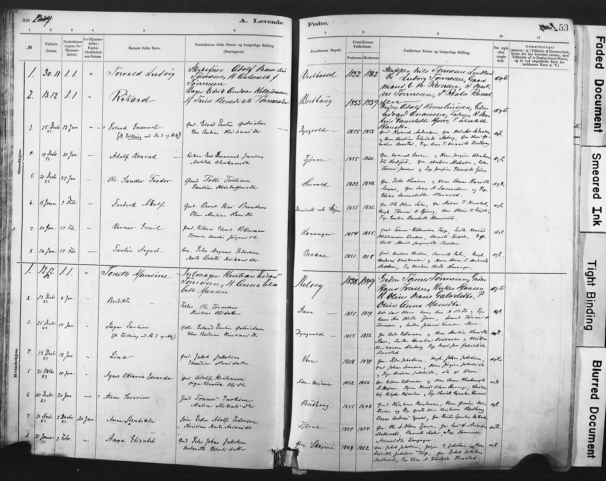 Lista sokneprestkontor, AV/SAK-1111-0027/F/Fa/L0012: Parish register (official) no. A 12, 1879-1903, p. 53