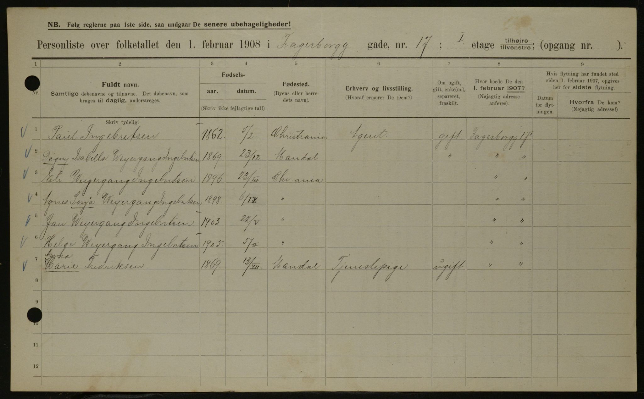 OBA, Municipal Census 1908 for Kristiania, 1908, p. 20968