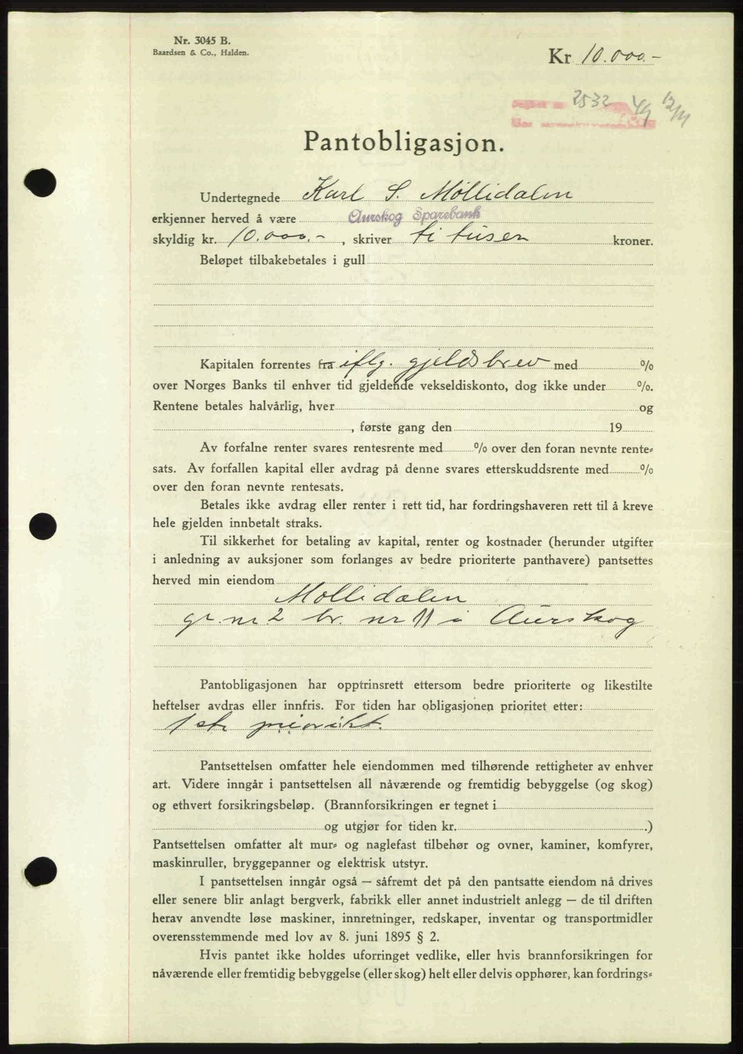 Nes tingrett, AV/SAO-A-10548/G/Gb/Gbb/L0031: Mortgage book no. 75, 1949-1949, Diary no: : 2532/1949