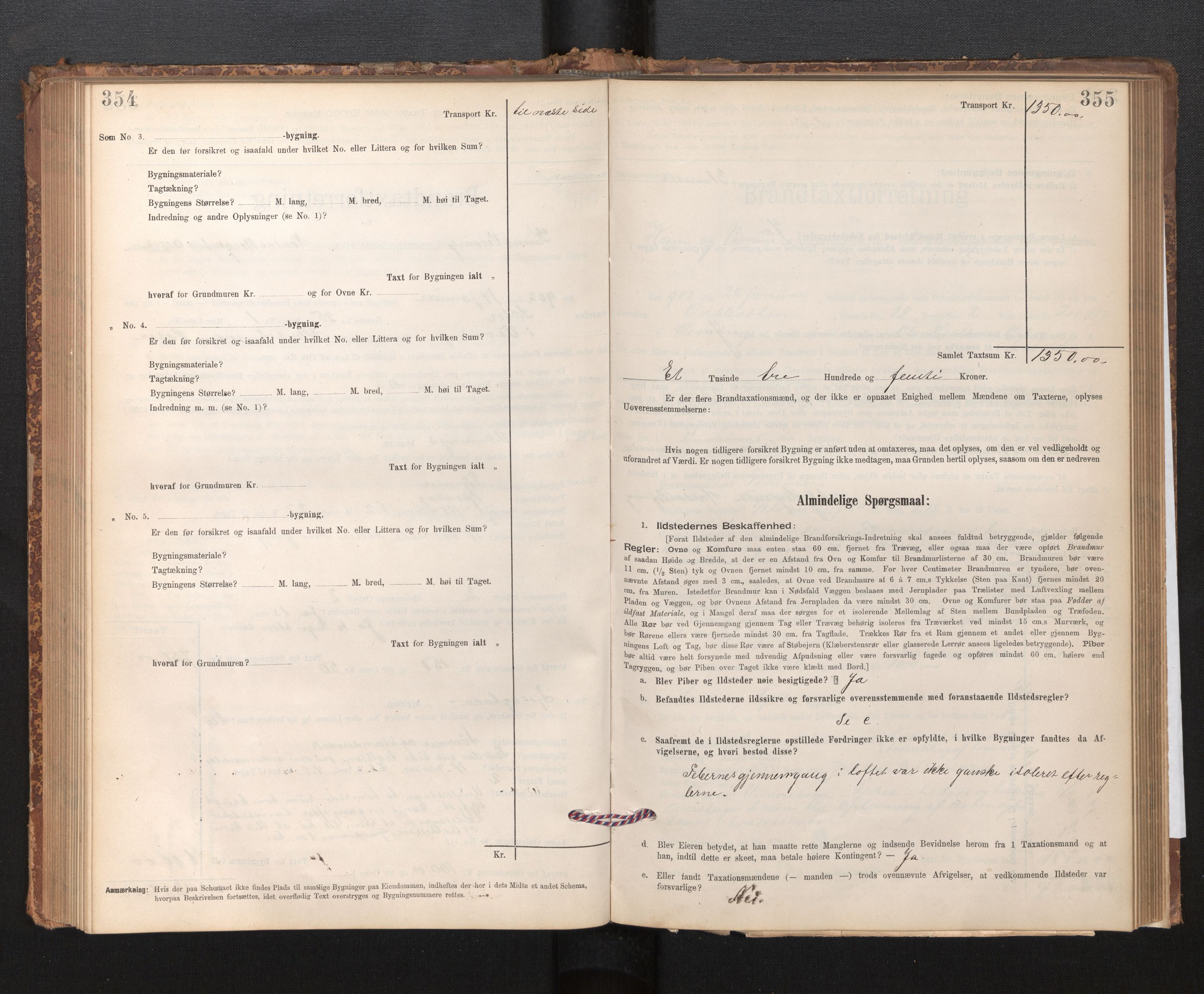 Lensmannen i Kinn, SAB/A-28801/0012/L0004f: Branntakstprotokoll, skjematakst, 1894-1911, p. 354-355