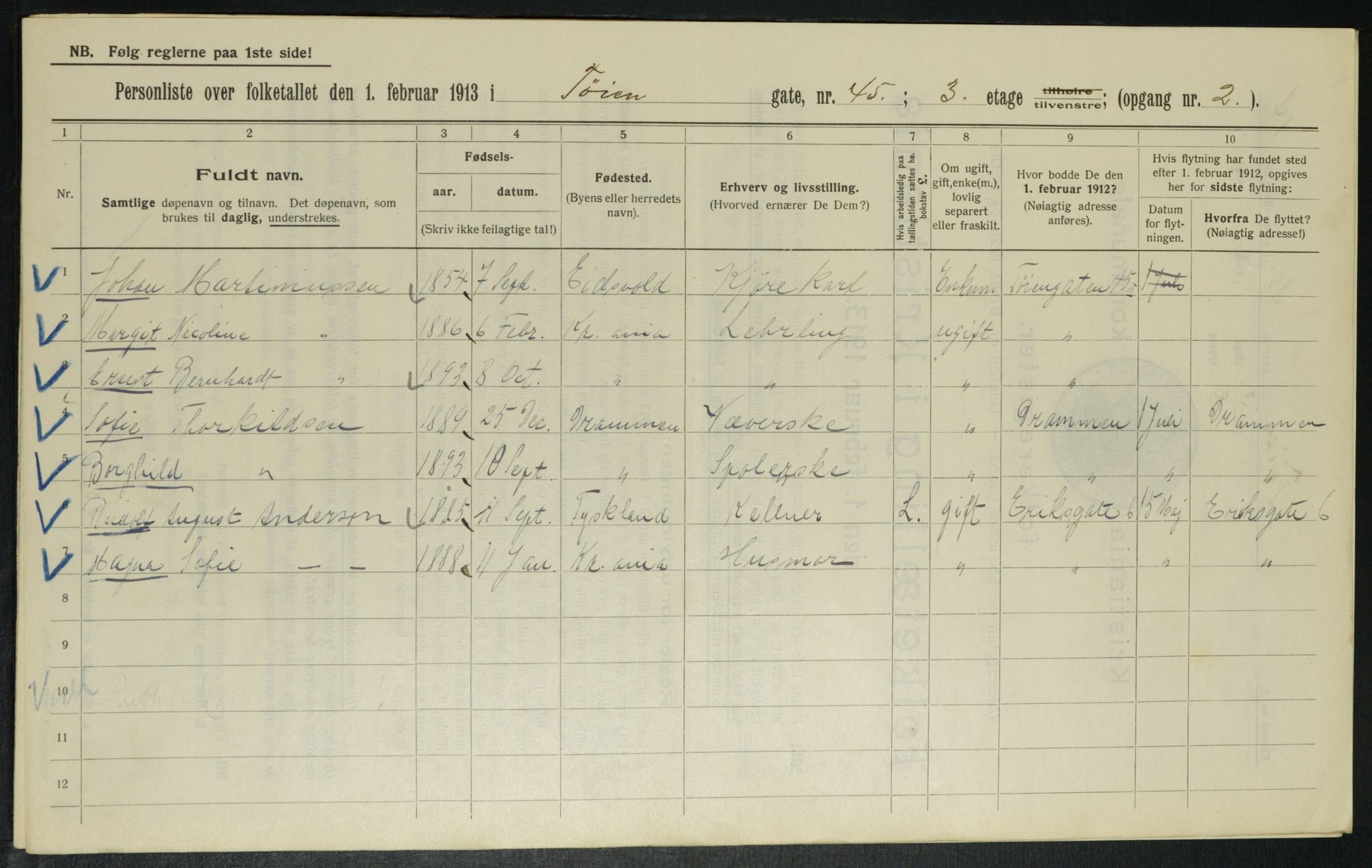 OBA, Municipal Census 1913 for Kristiania, 1913, p. 118630