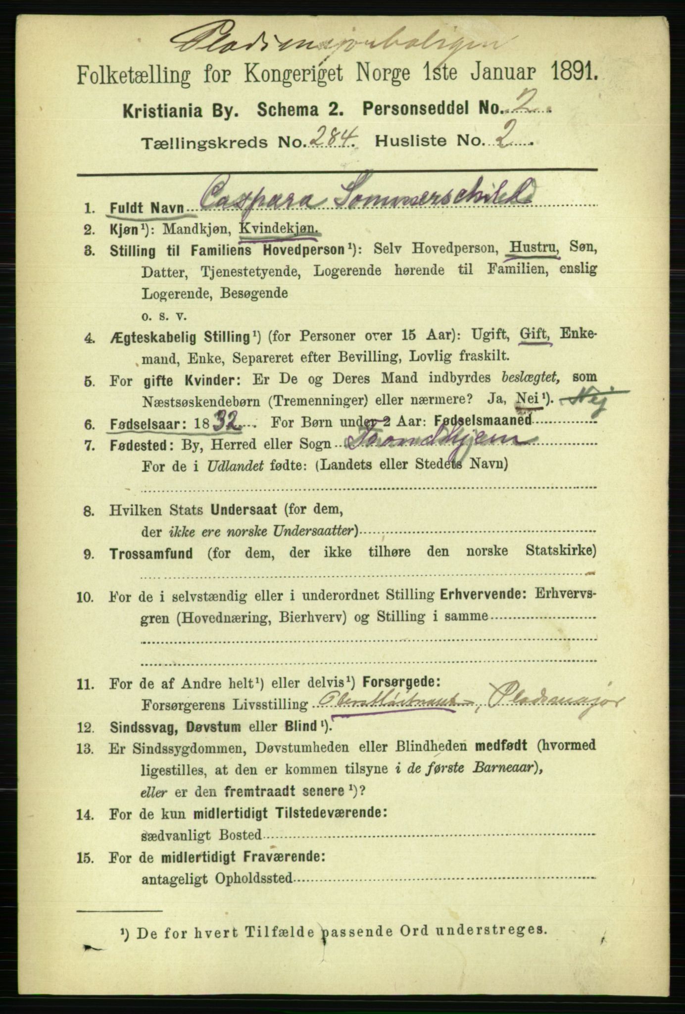 RA, 1891 census for 0301 Kristiania, 1891, p. 173528